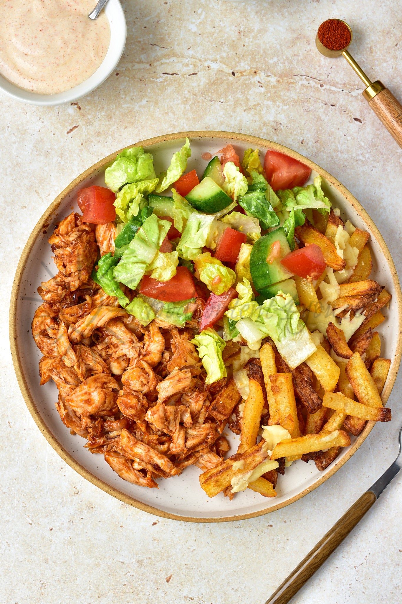 Cheesy BBQ Chicken Loaded Fries - Set 1 of 2