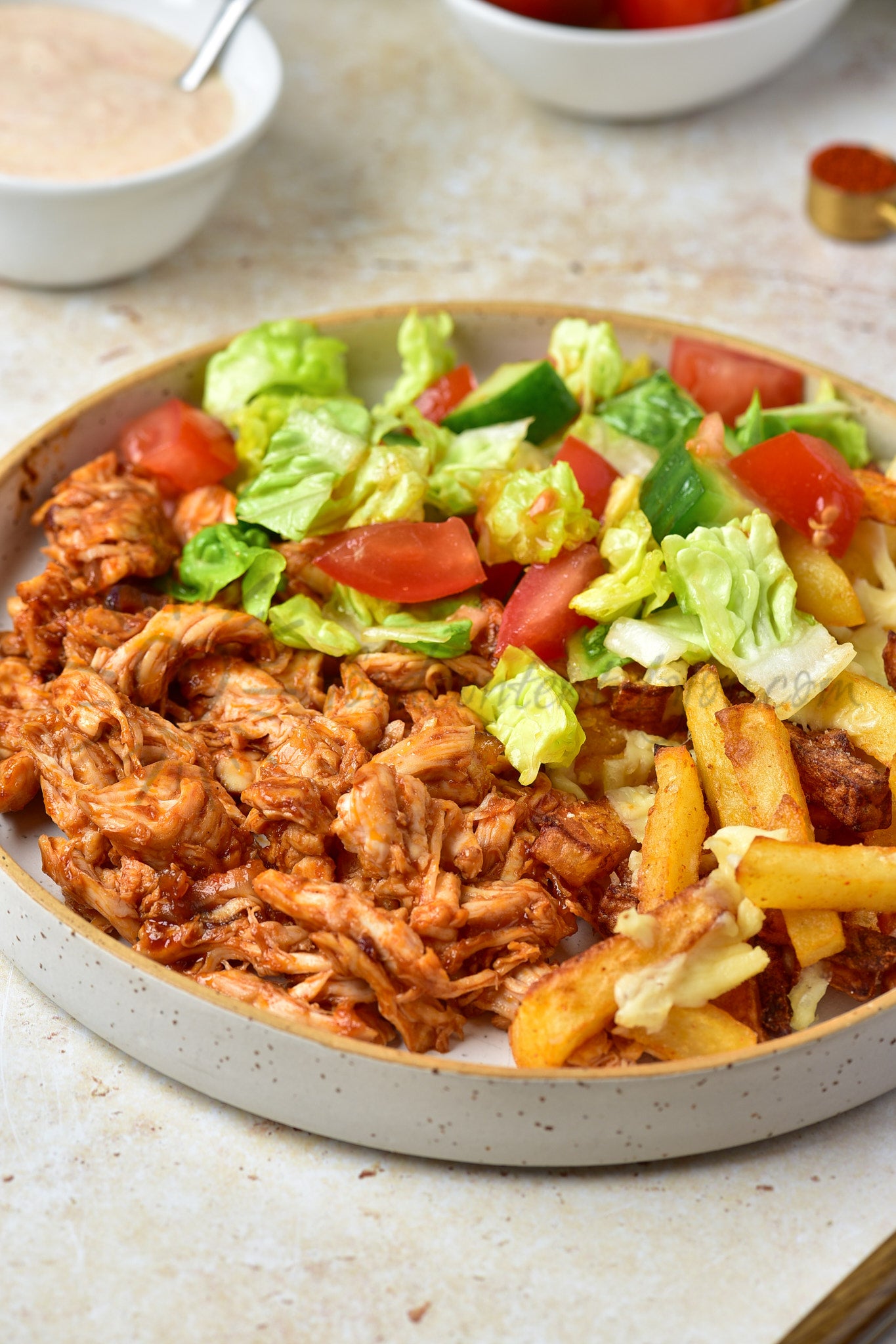 Cheesy BBQ Chicken Loaded Fries - Set 1 of 2