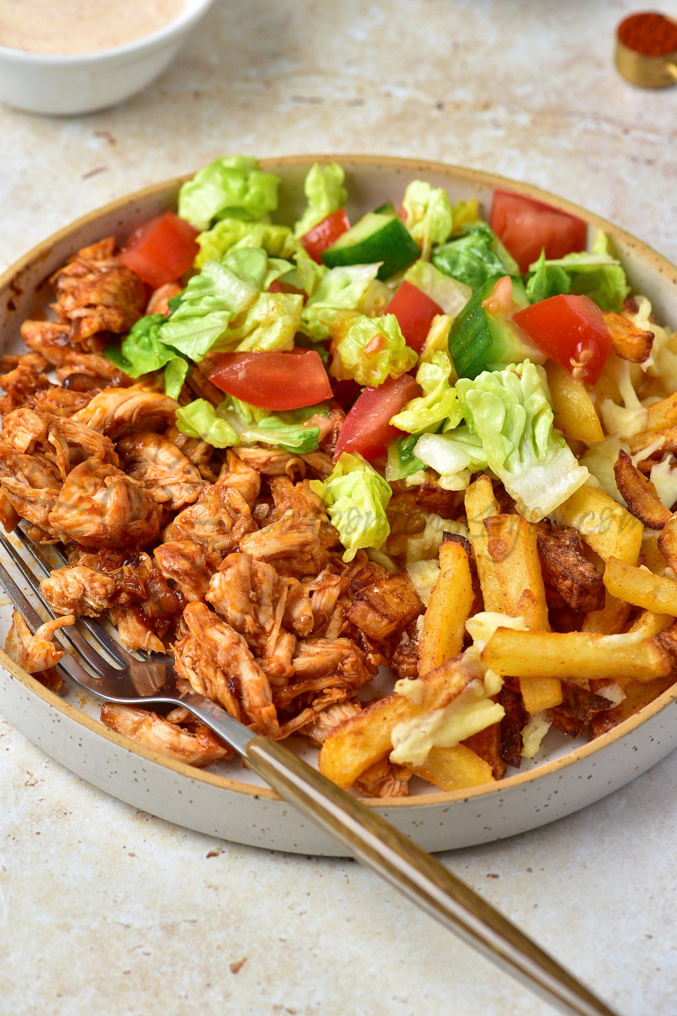 Cheesy BBQ Chicken Loaded Fries - Set 1 of 2