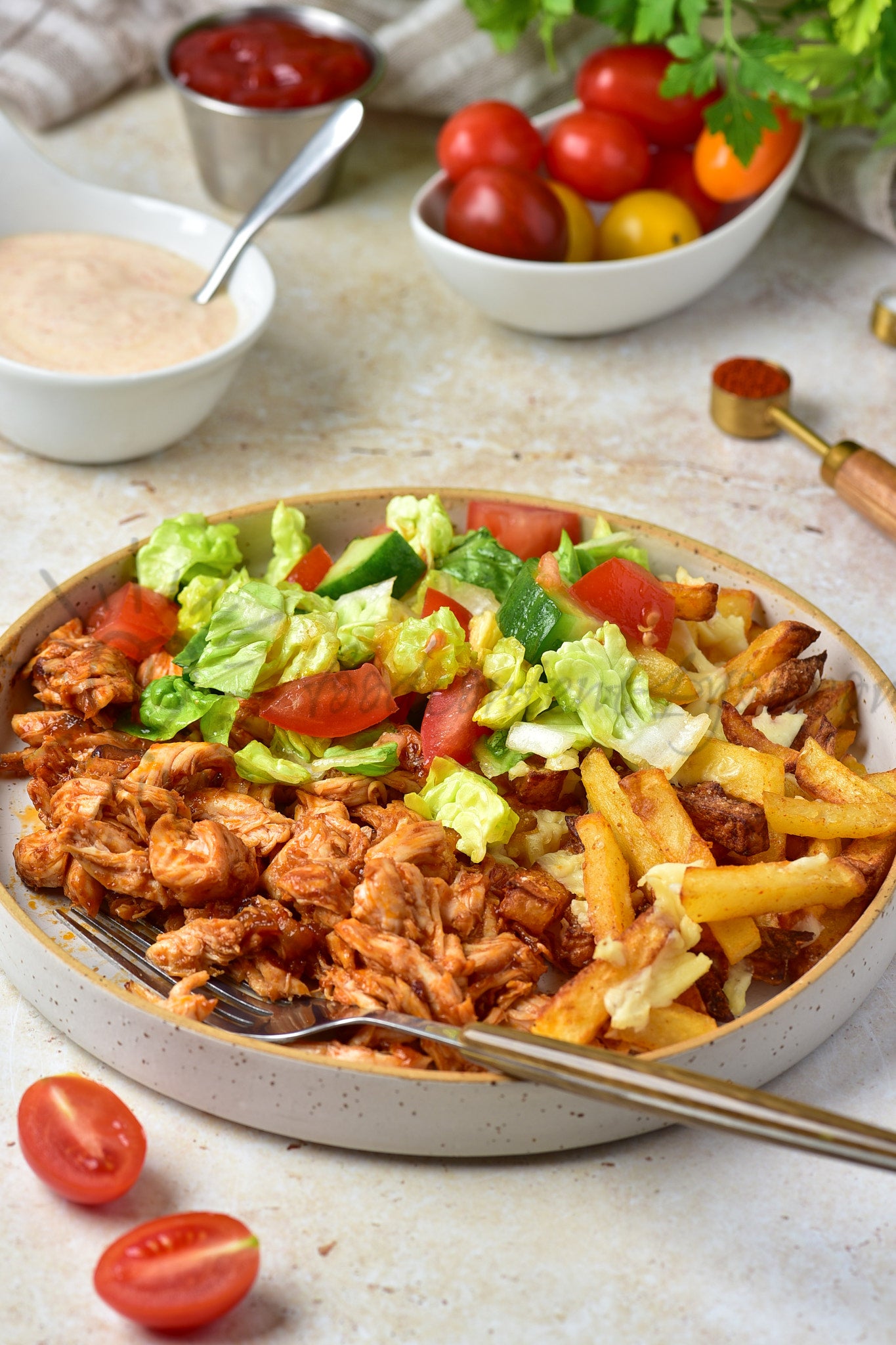 Cheesy BBQ Chicken Loaded Fries - Set 1 of 2