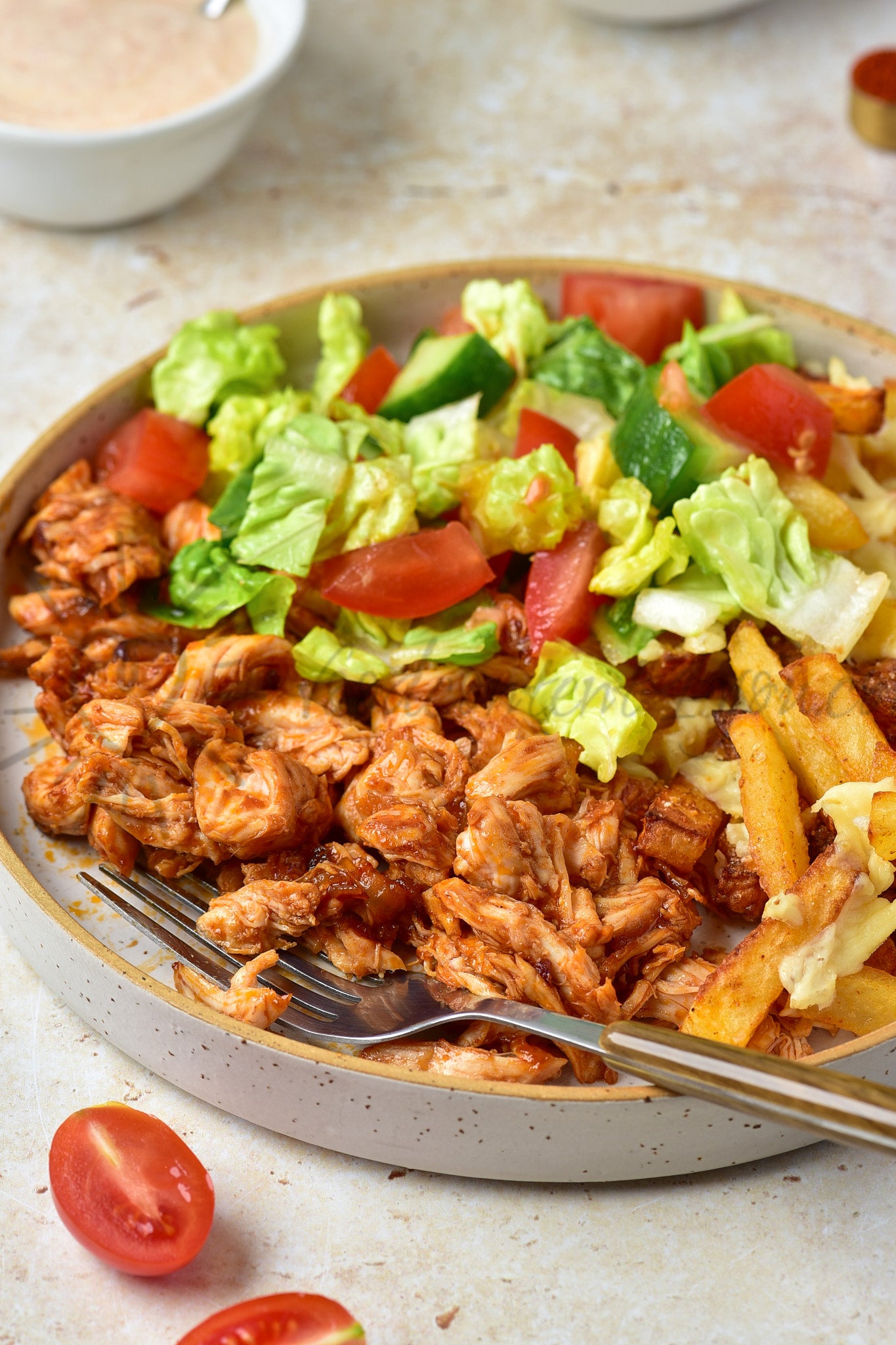 Cheesy BBQ Chicken Loaded Fries - Set 1 of 2