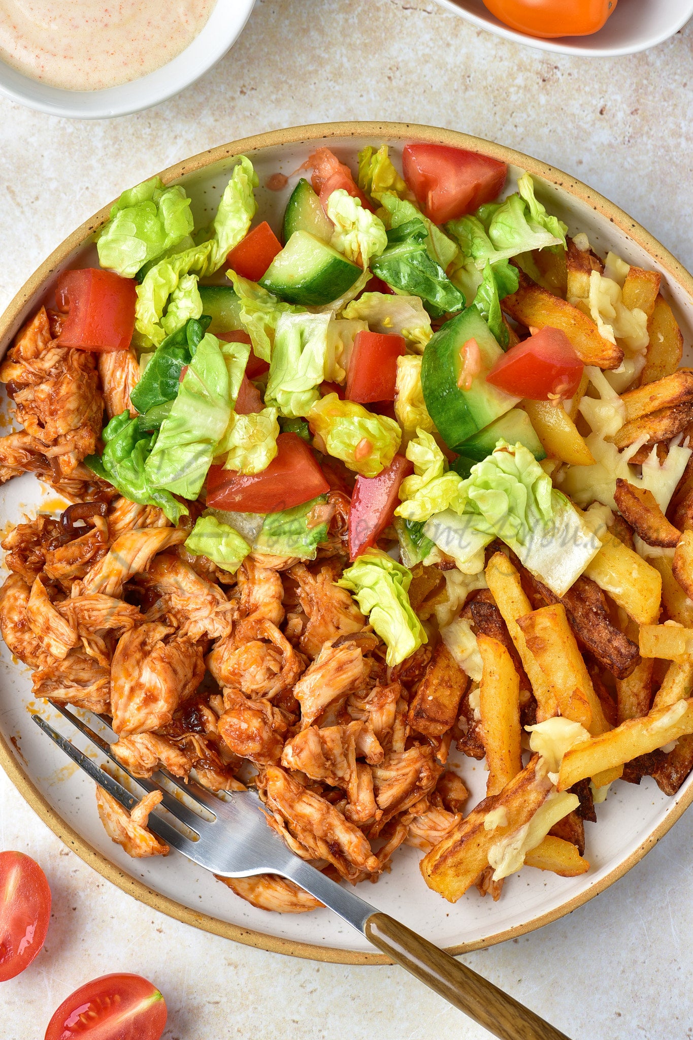 Cheesy BBQ Chicken Loaded Fries - Set 1 of 2