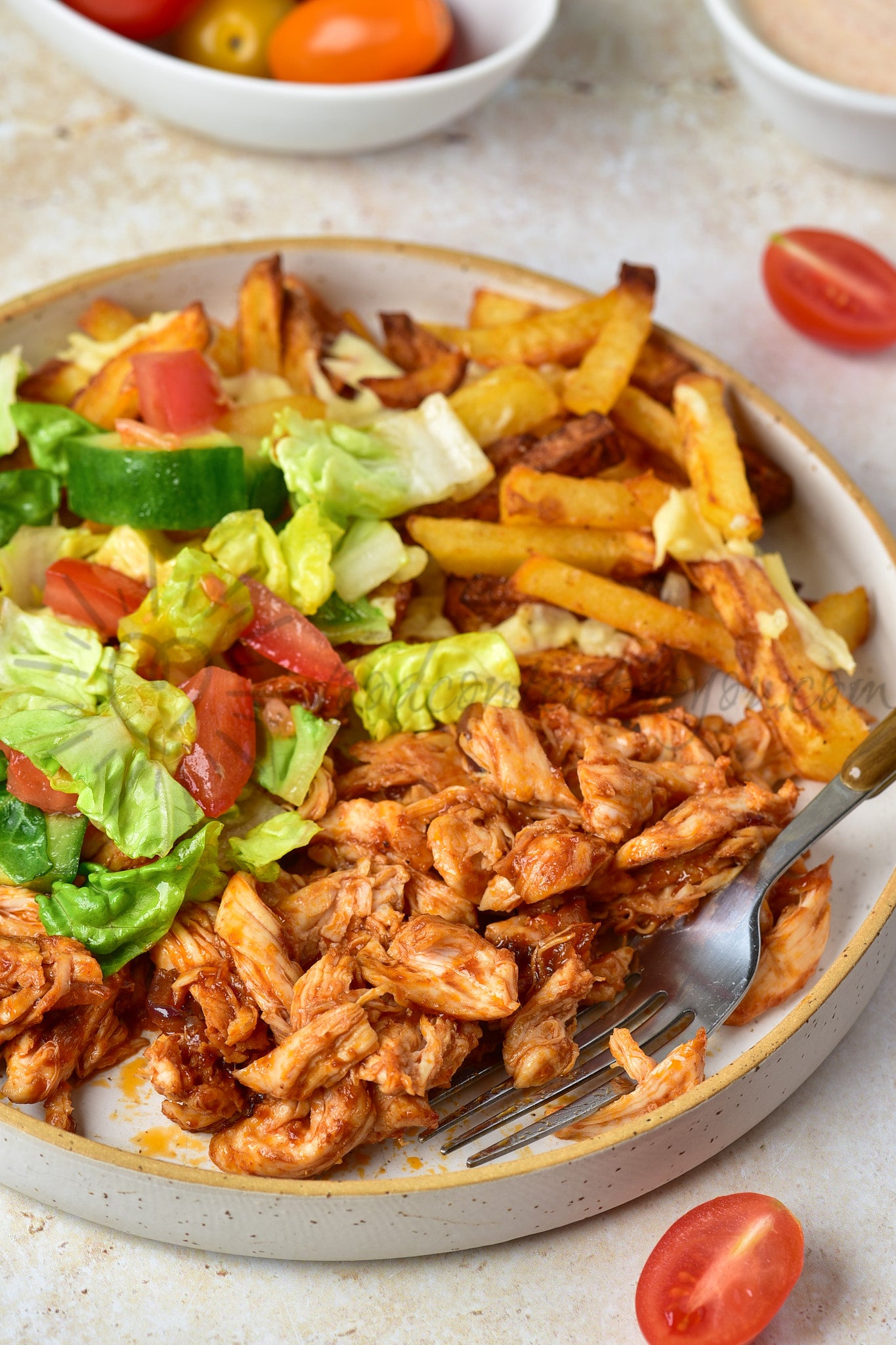 Cheesy BBQ Chicken Loaded Fries - Set 1 of 2