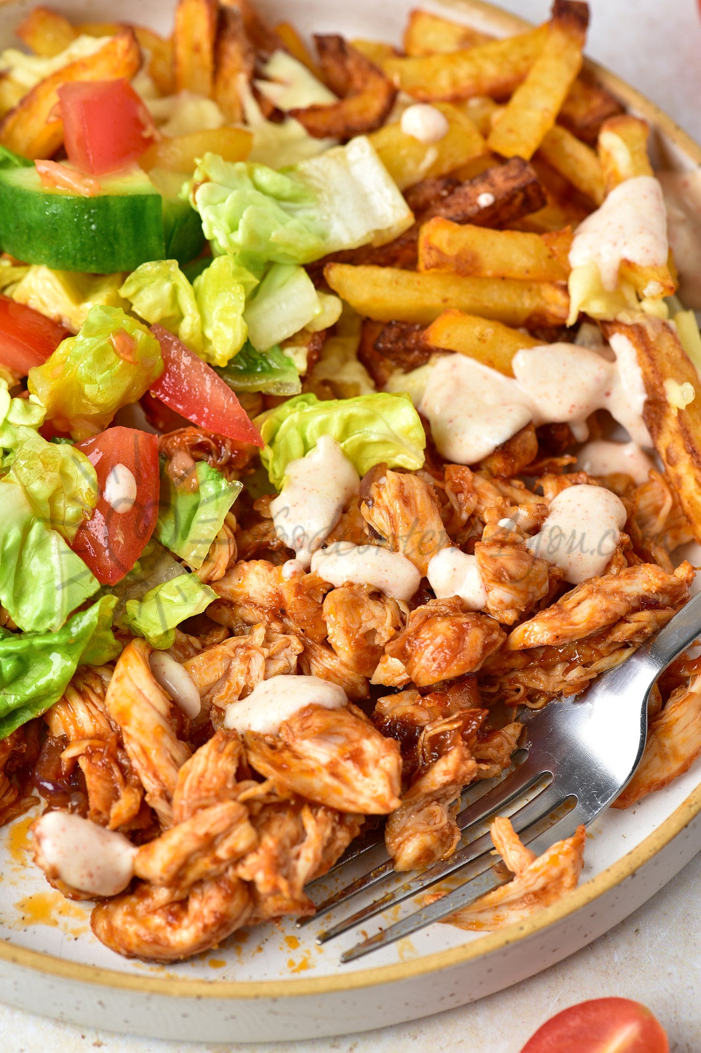 Cheesy BBQ Chicken Loaded Fries - Set 1 of 2