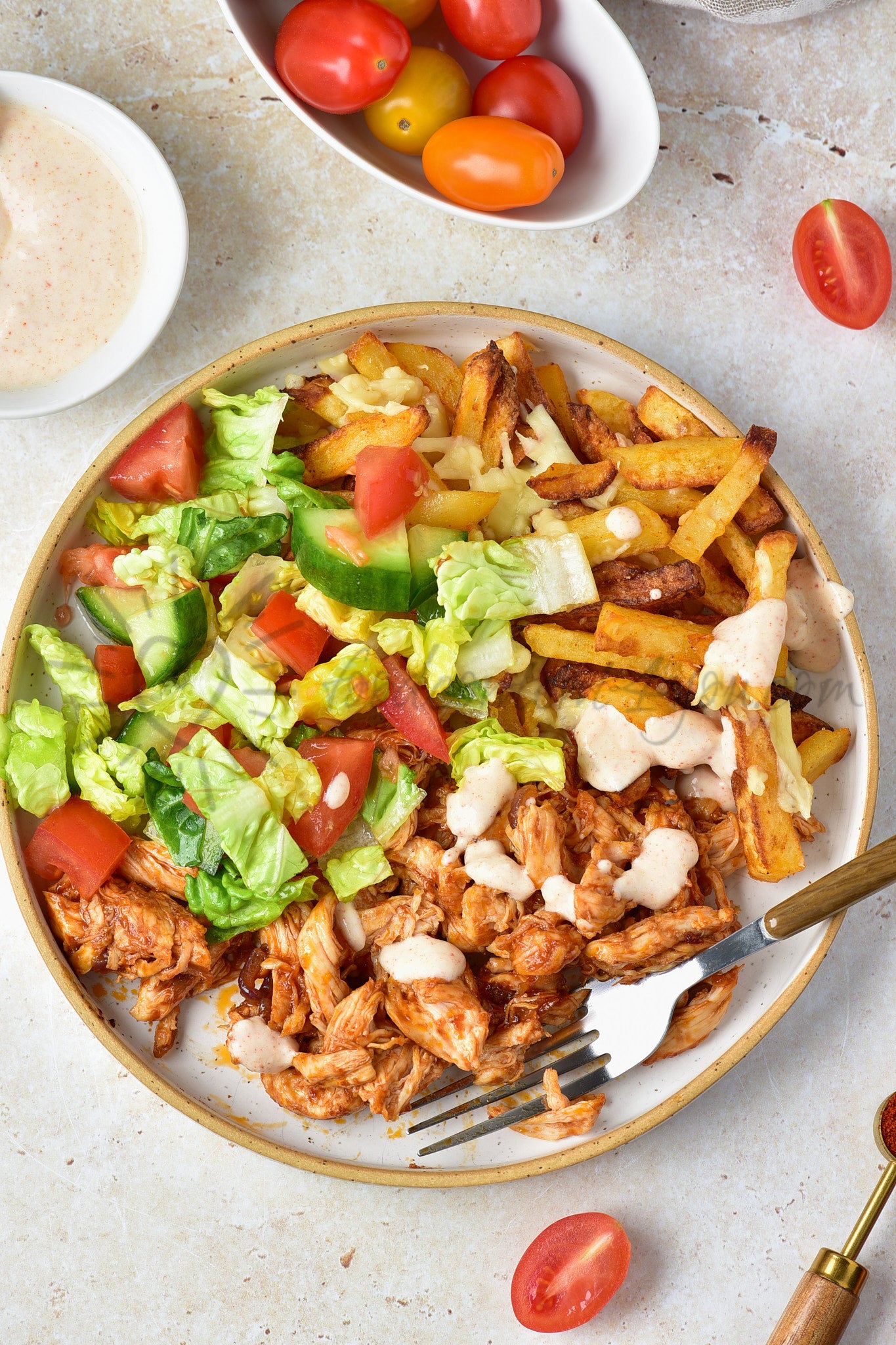 Cheesy BBQ Chicken Loaded Fries - Set 1 of 2
