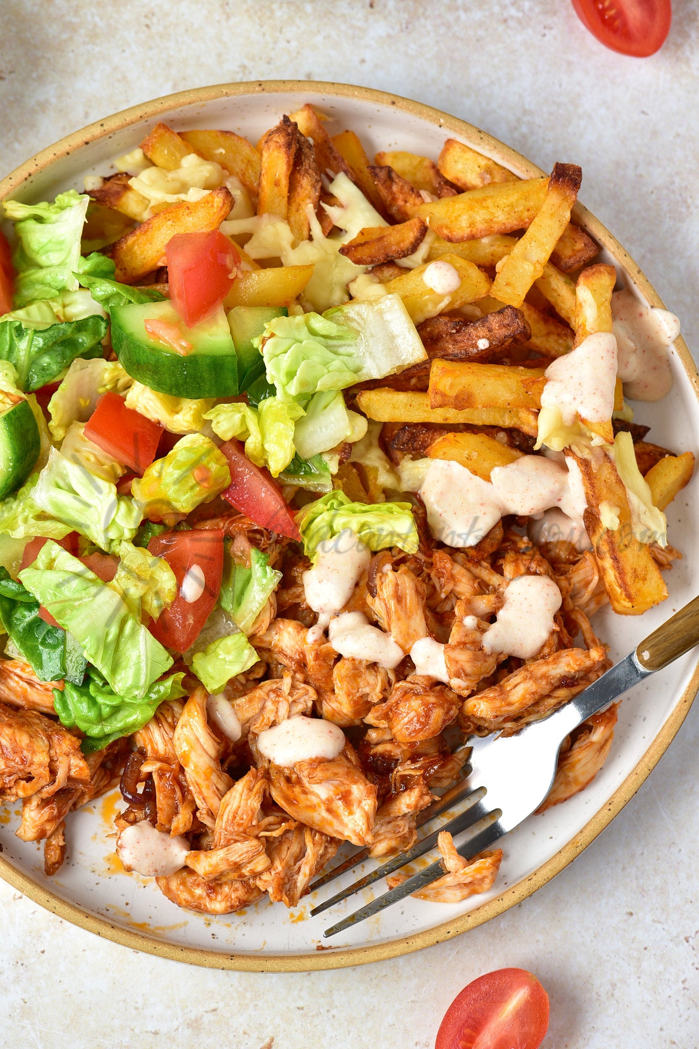 Cheesy BBQ Chicken Loaded Fries - Set 1 of 2
