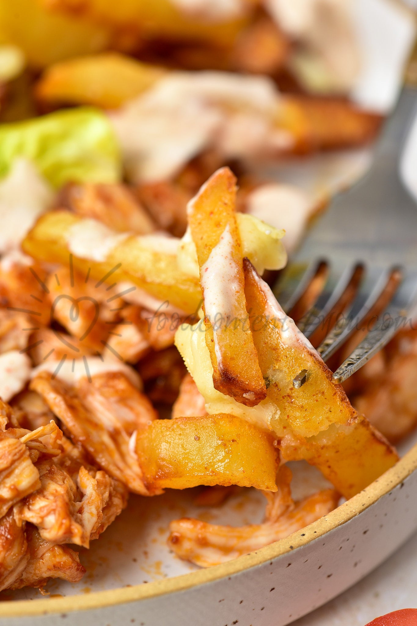 Cheesy BBQ Chicken Loaded Fries - Set 1 of 2