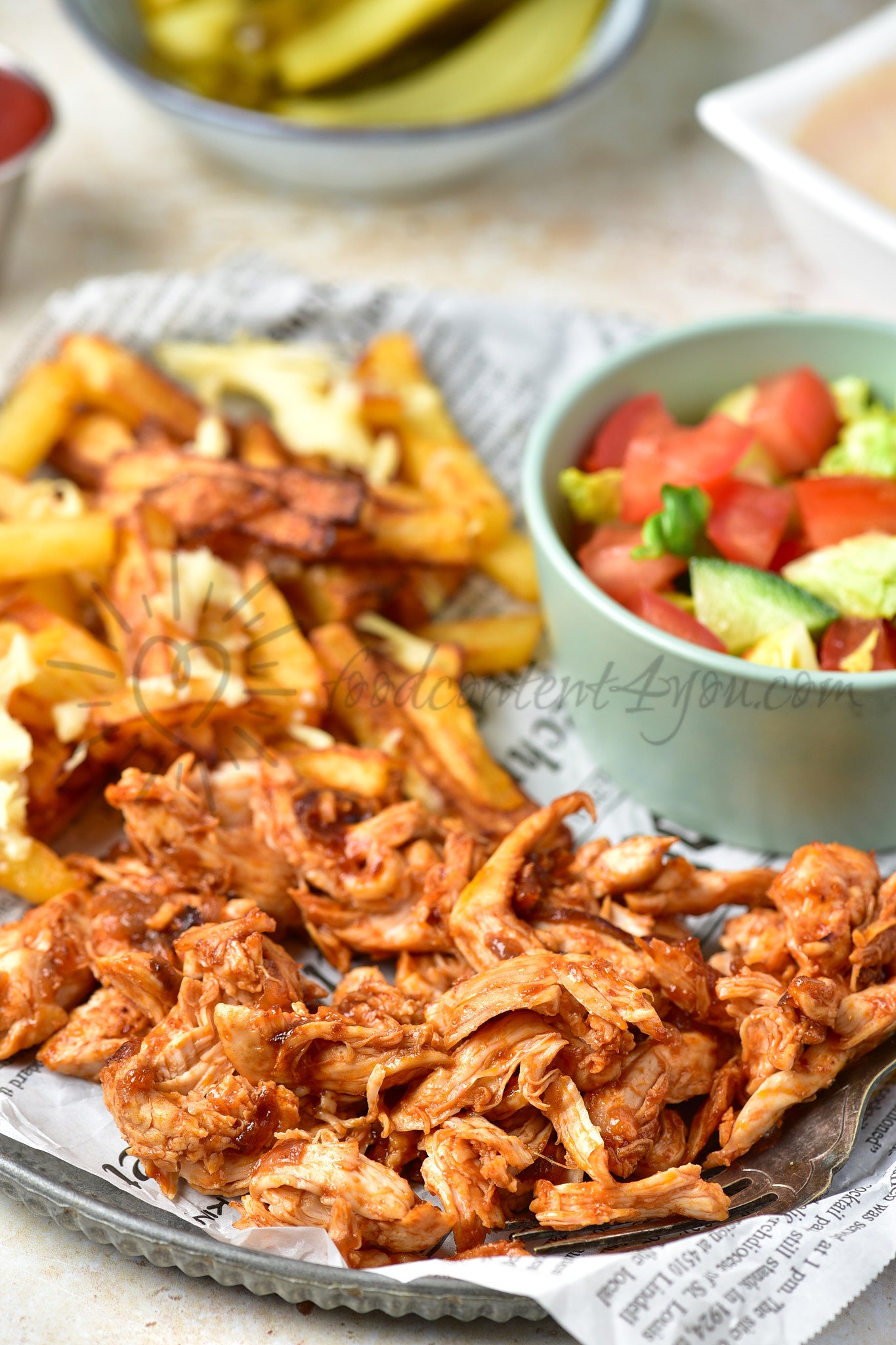 Cheesy BBQ Chicken Loaded Fries - Set 2 of 2