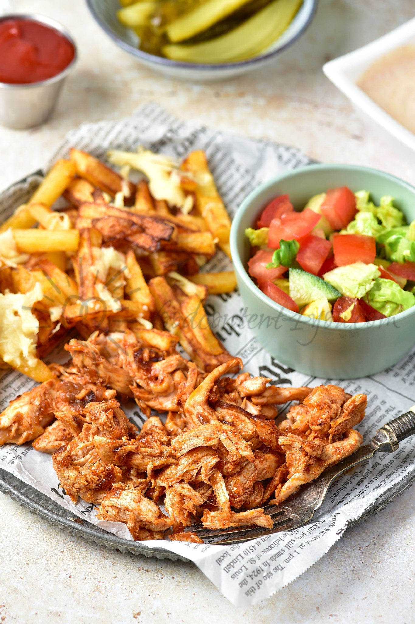 Cheesy BBQ Chicken Loaded Fries - Set 2 of 2
