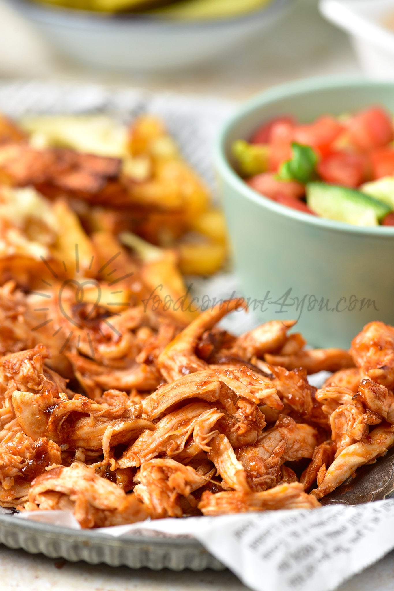 Cheesy BBQ Chicken Loaded Fries - Set 2 of 2