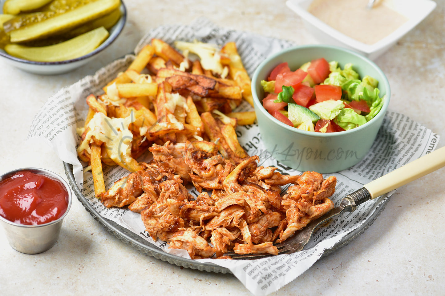 Cheesy BBQ Chicken Loaded Fries - Set 2 of 2