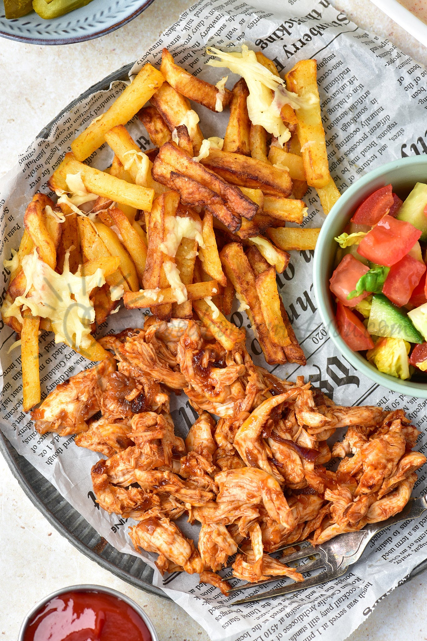 Cheesy BBQ Chicken Loaded Fries - Set 2 of 2