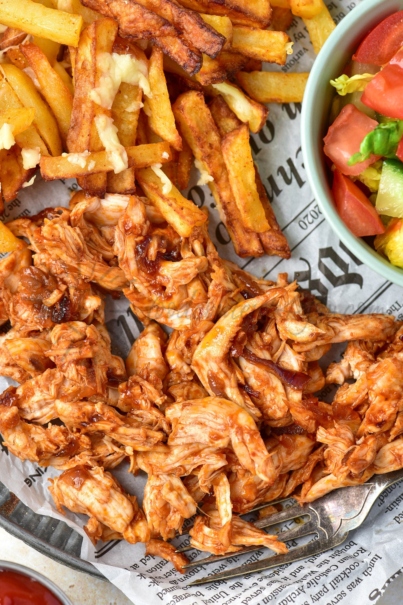 Cheesy BBQ Chicken Loaded Fries - Set 2 of 2