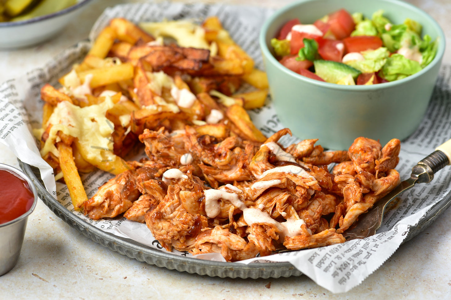 Cheesy BBQ Chicken Loaded Fries - Set 2 of 2