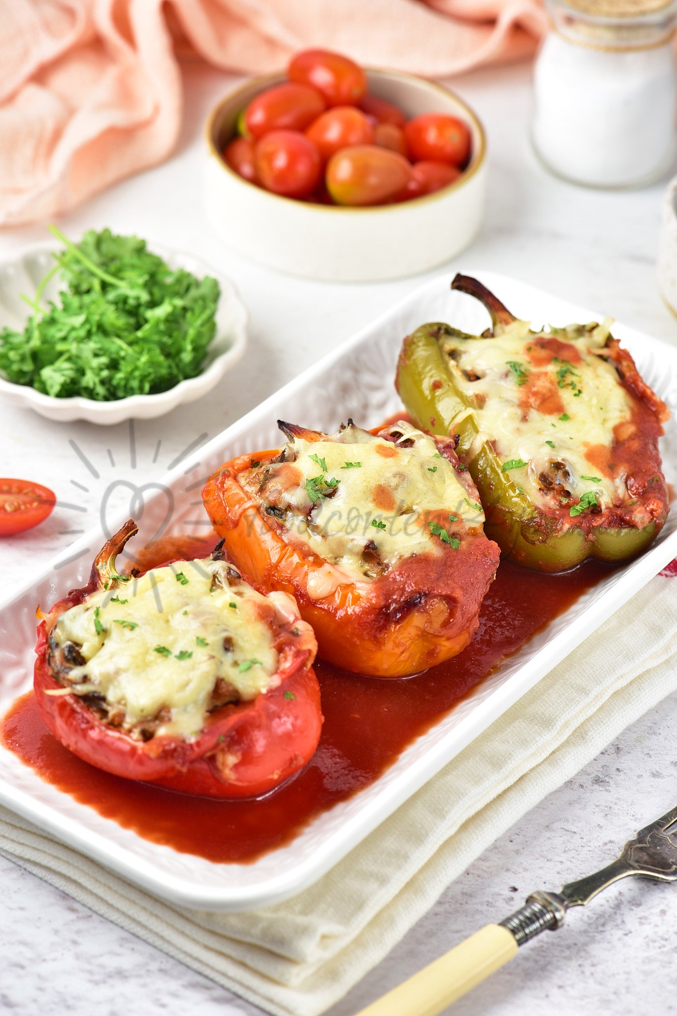Chicken and Wild rice Stuffed Peppers - Set 4 of 5