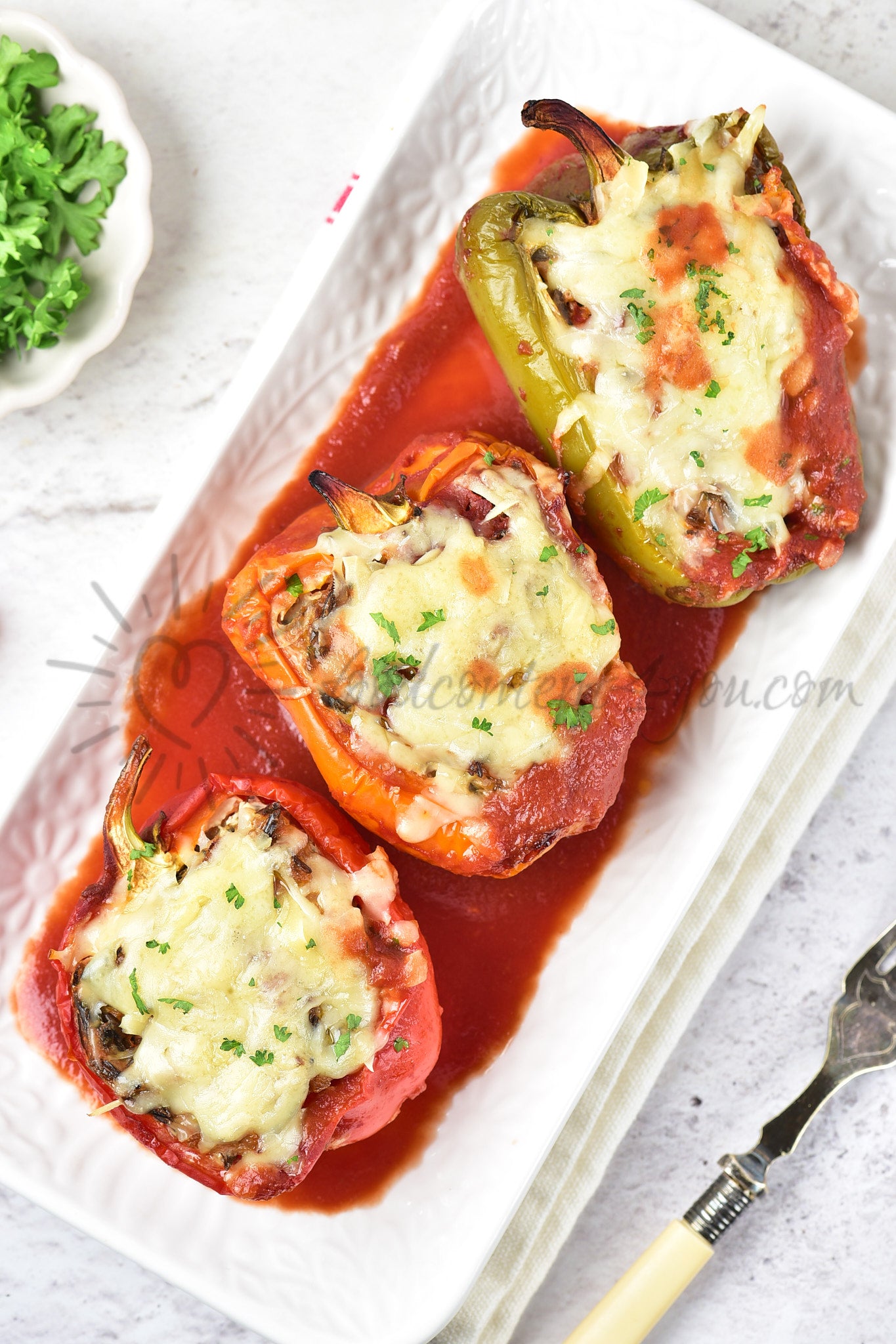 Chicken and Wild rice Stuffed Peppers - Set 4 of 5
