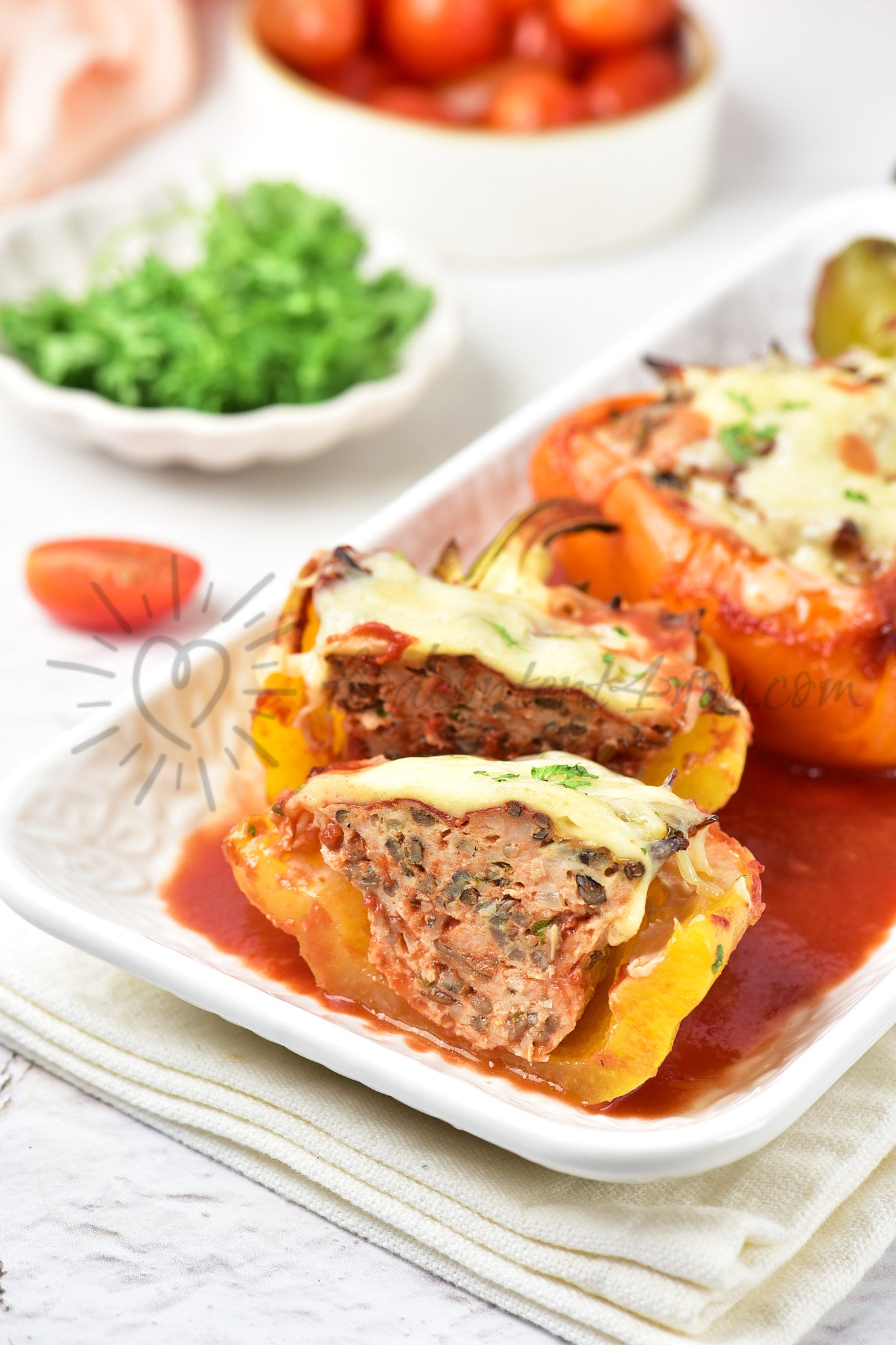 Chicken and Wild rice Stuffed Peppers - Set 4 of 5