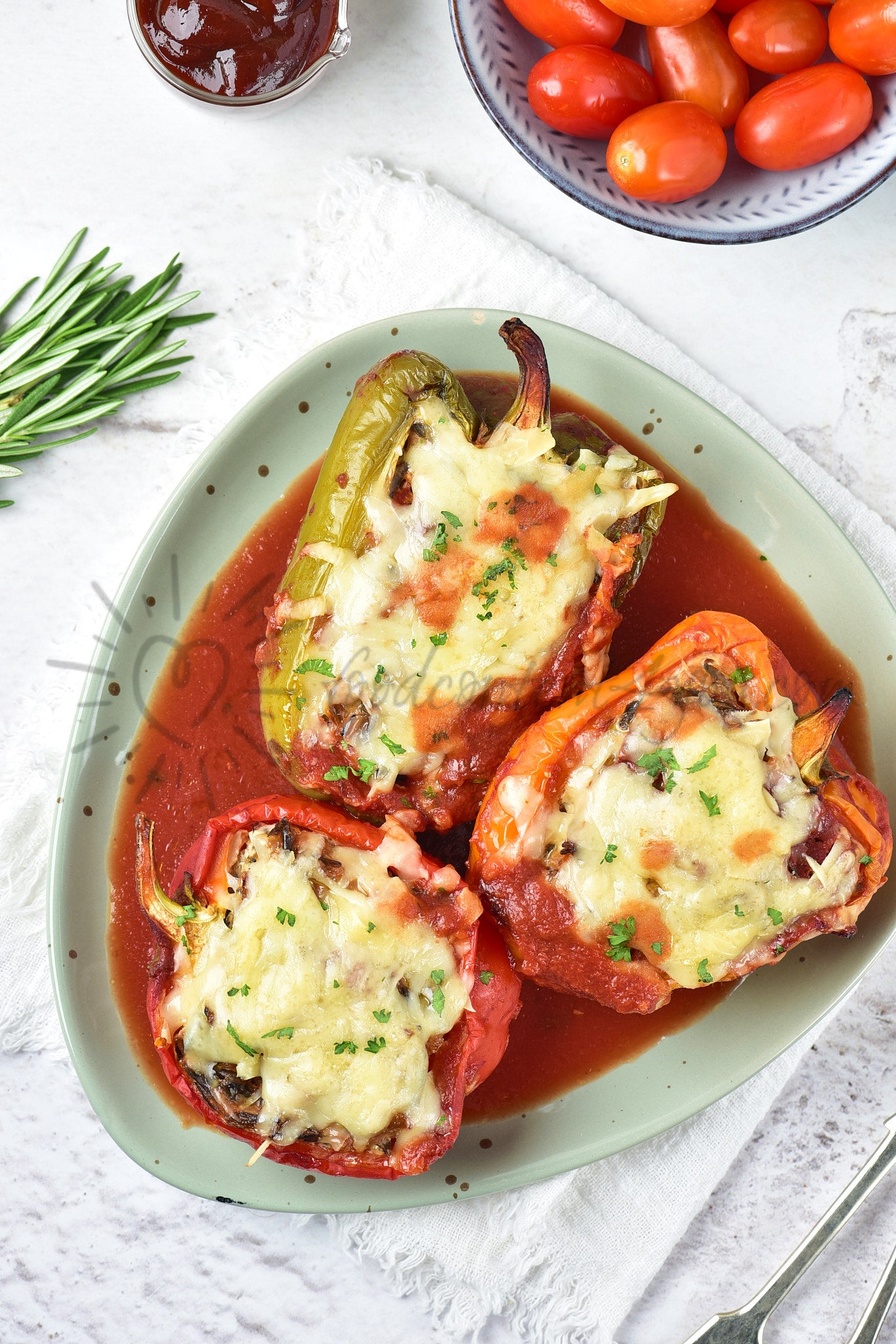 Chicken and Wild rice Stuffed Peppers - Set 5 of 5