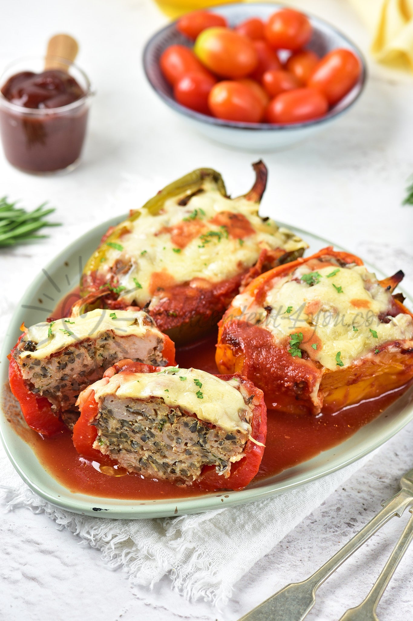 Chicken and Wild rice Stuffed Peppers - Set 5 of 5