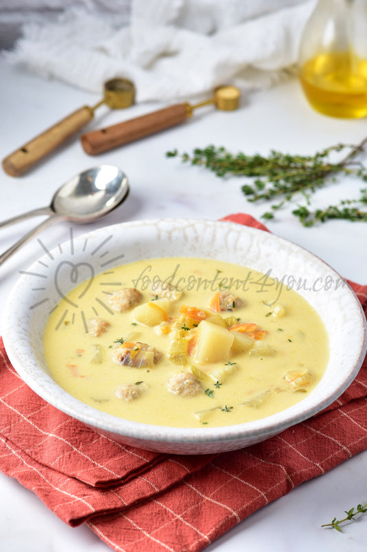 Cheesy Turkey Meatballs Soup - Set 1