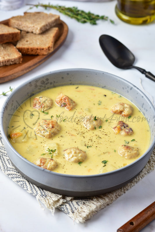 Cheesy Turkey Meatballs Soup - Set 4