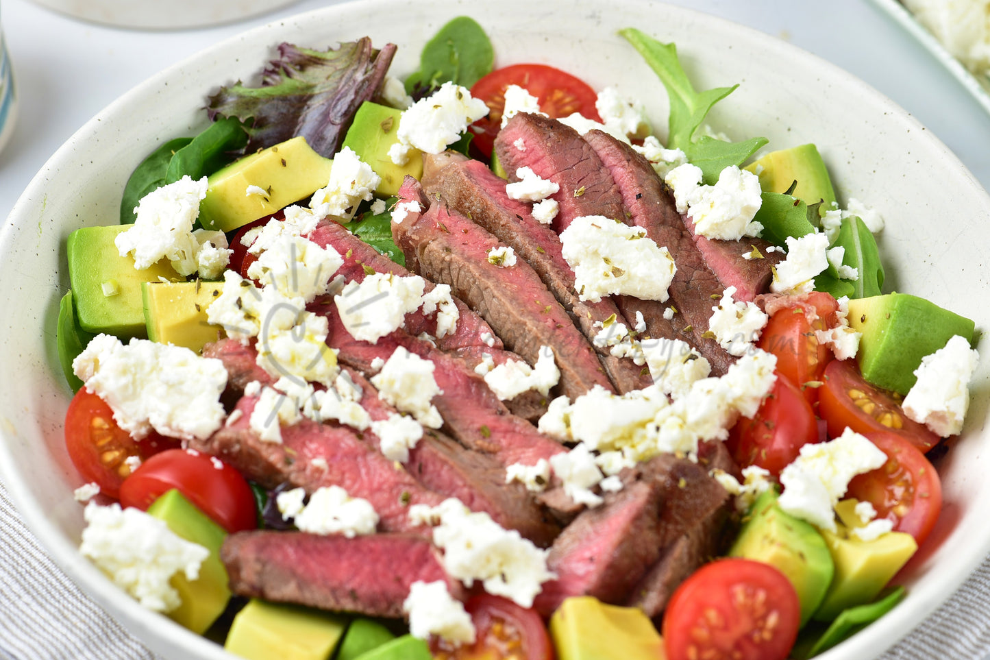 Avocado Steak Salad with Lemon Oregano Dressing