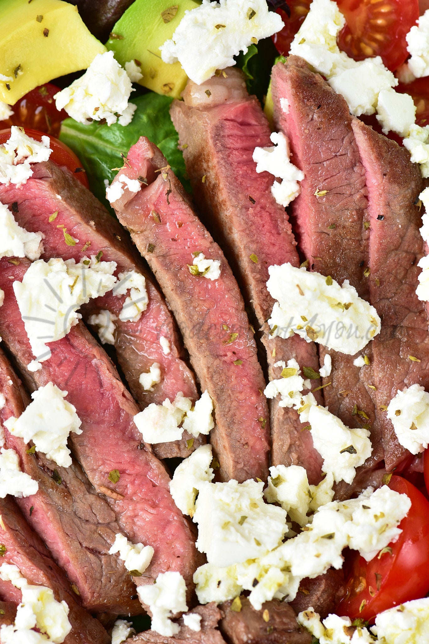 Avocado Steak Salad with Lemon Oregano Dressing