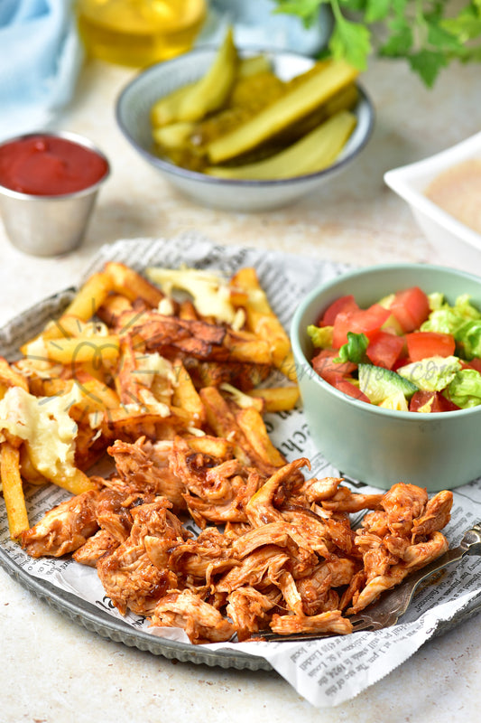 Cheesy BBQ Chicken Loaded Fries - Set 2 of 2