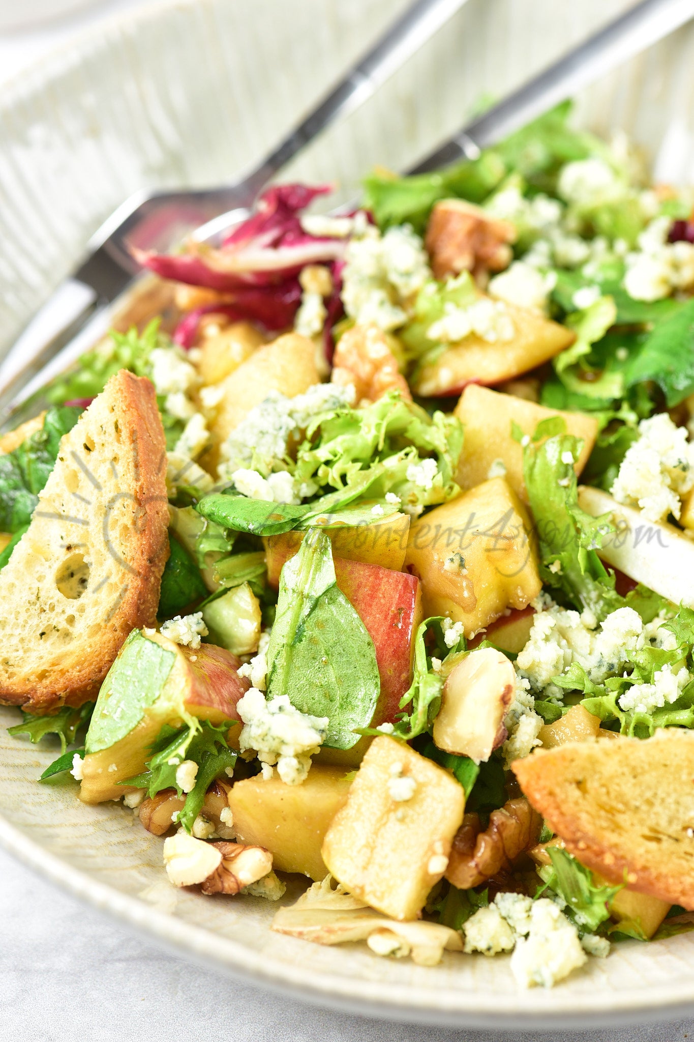 Apple, walnut and blue cheese salad - Set 2 of 5