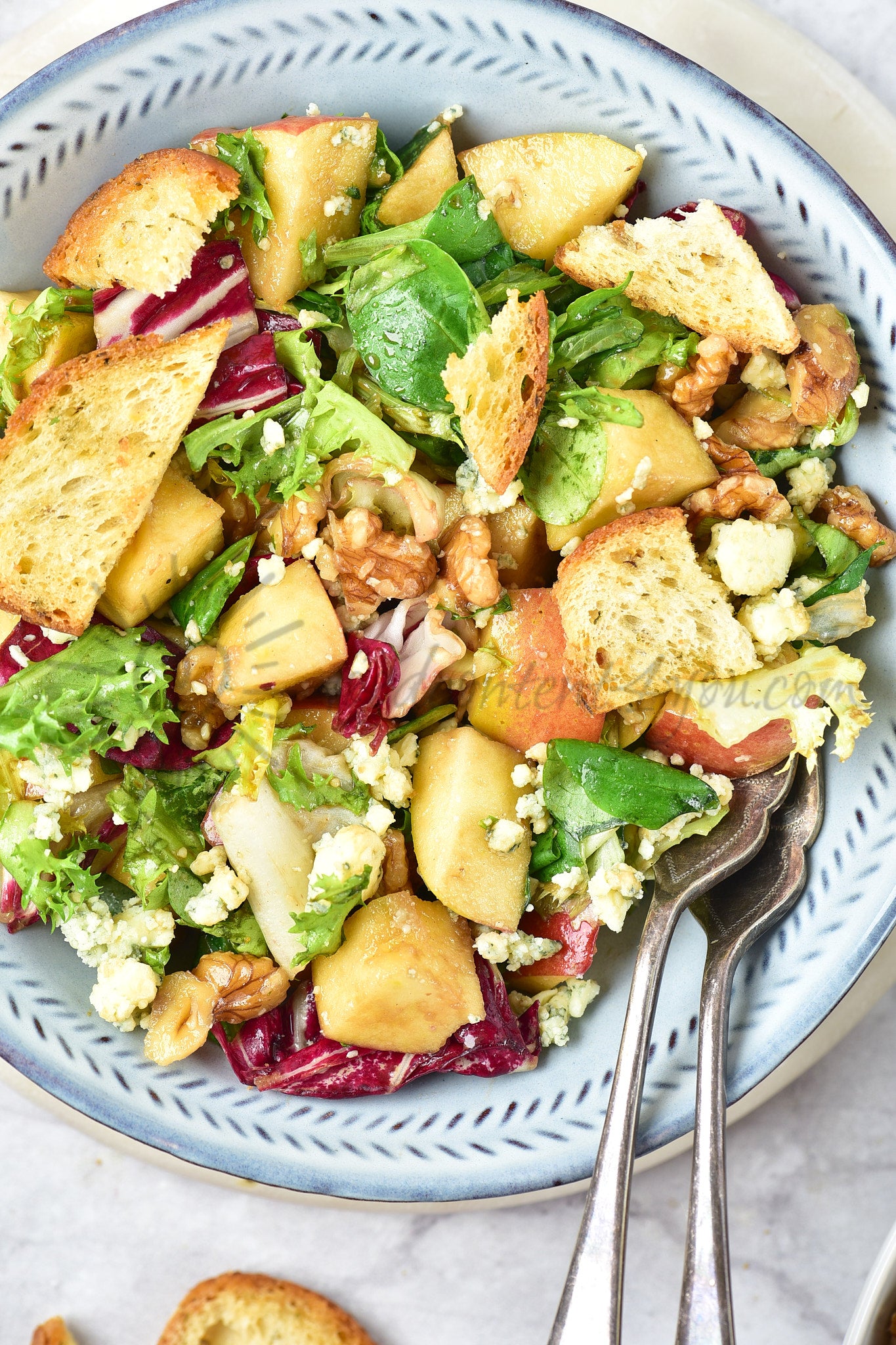 Apple, walnut and blue cheese salad - Set 3 of 5