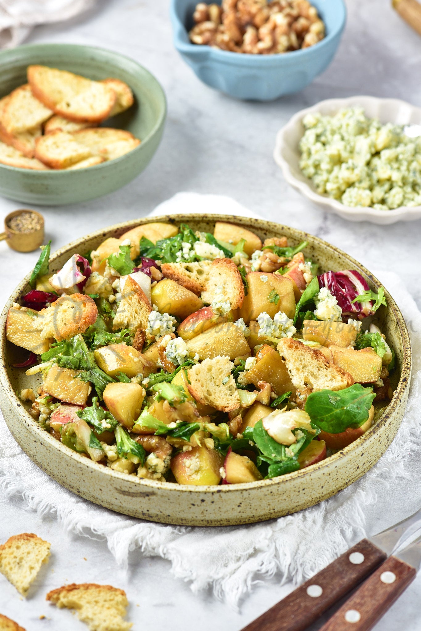 Apple, walnut and blue cheese salad - Set 5 of 5