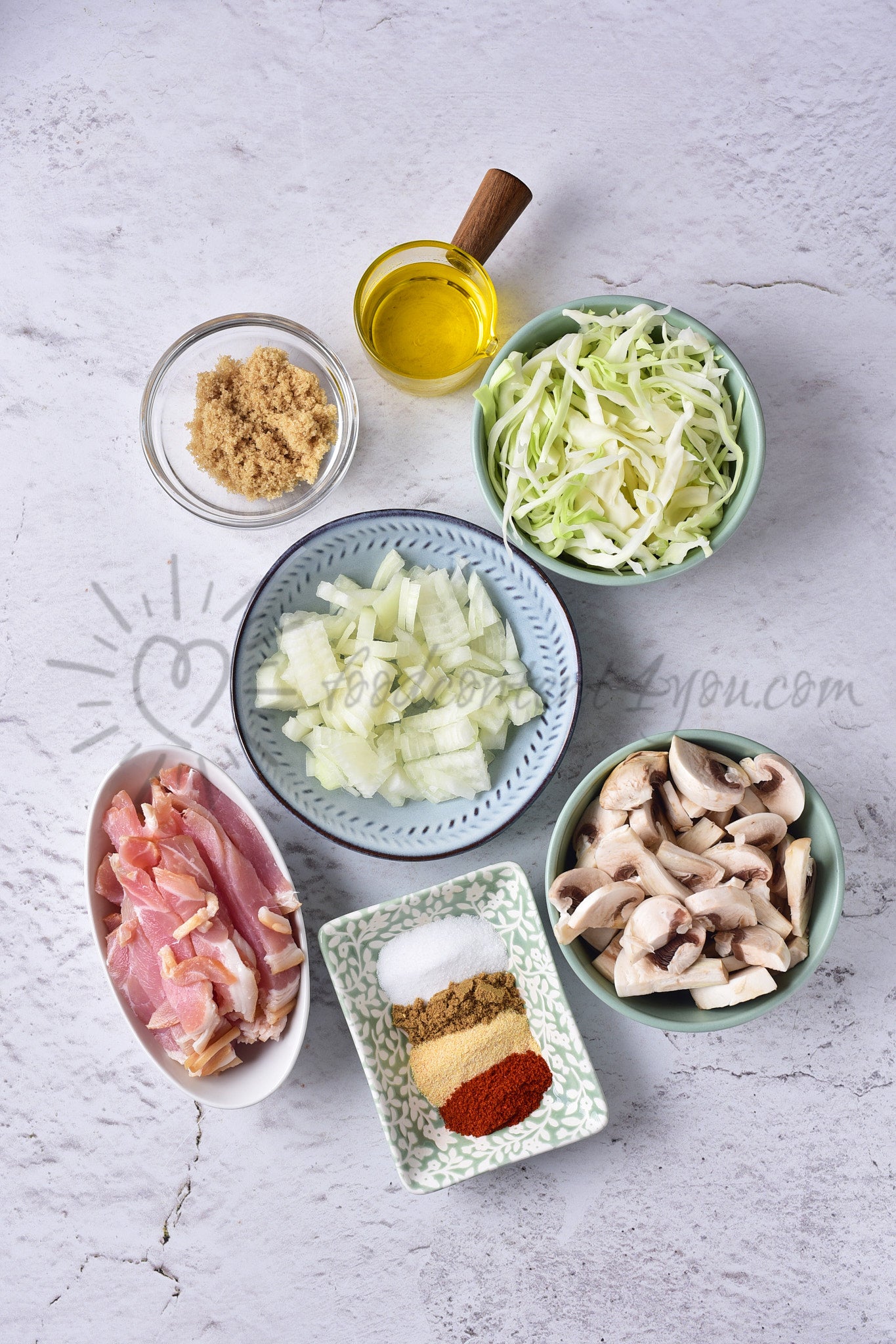 Southern-style Braised Cabbage with Mushrooms - Set 2 of 5