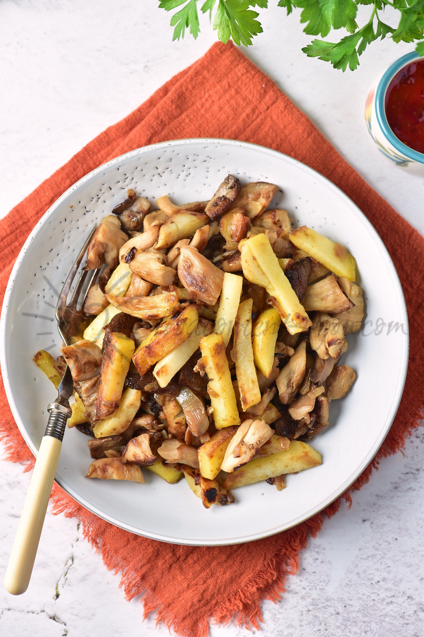 Pan-Fried Potatoes with Mushrooms - Set 1 of 5