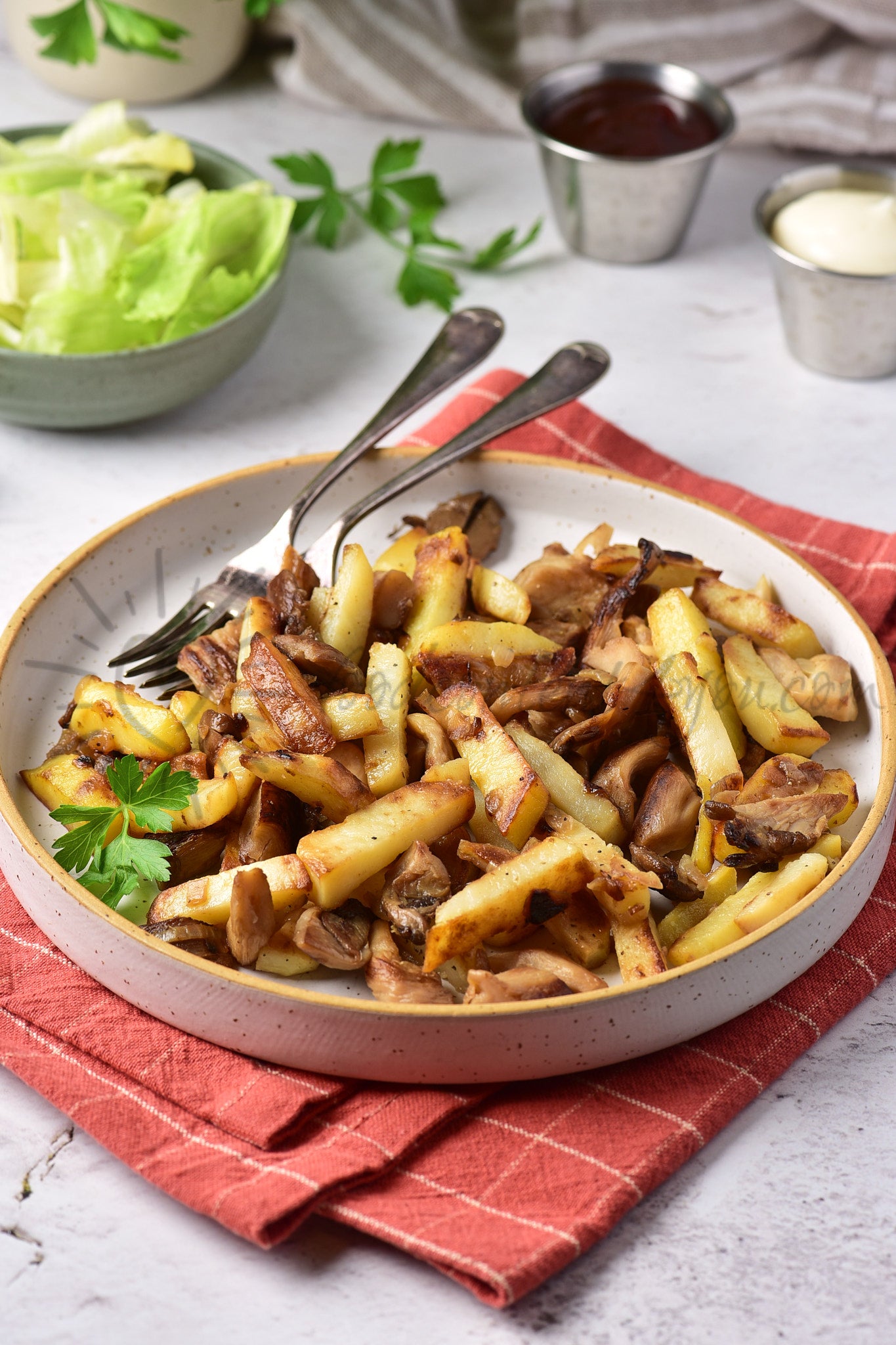 Pan-Fried Potatoes with Mushrooms - Set 5 of 5