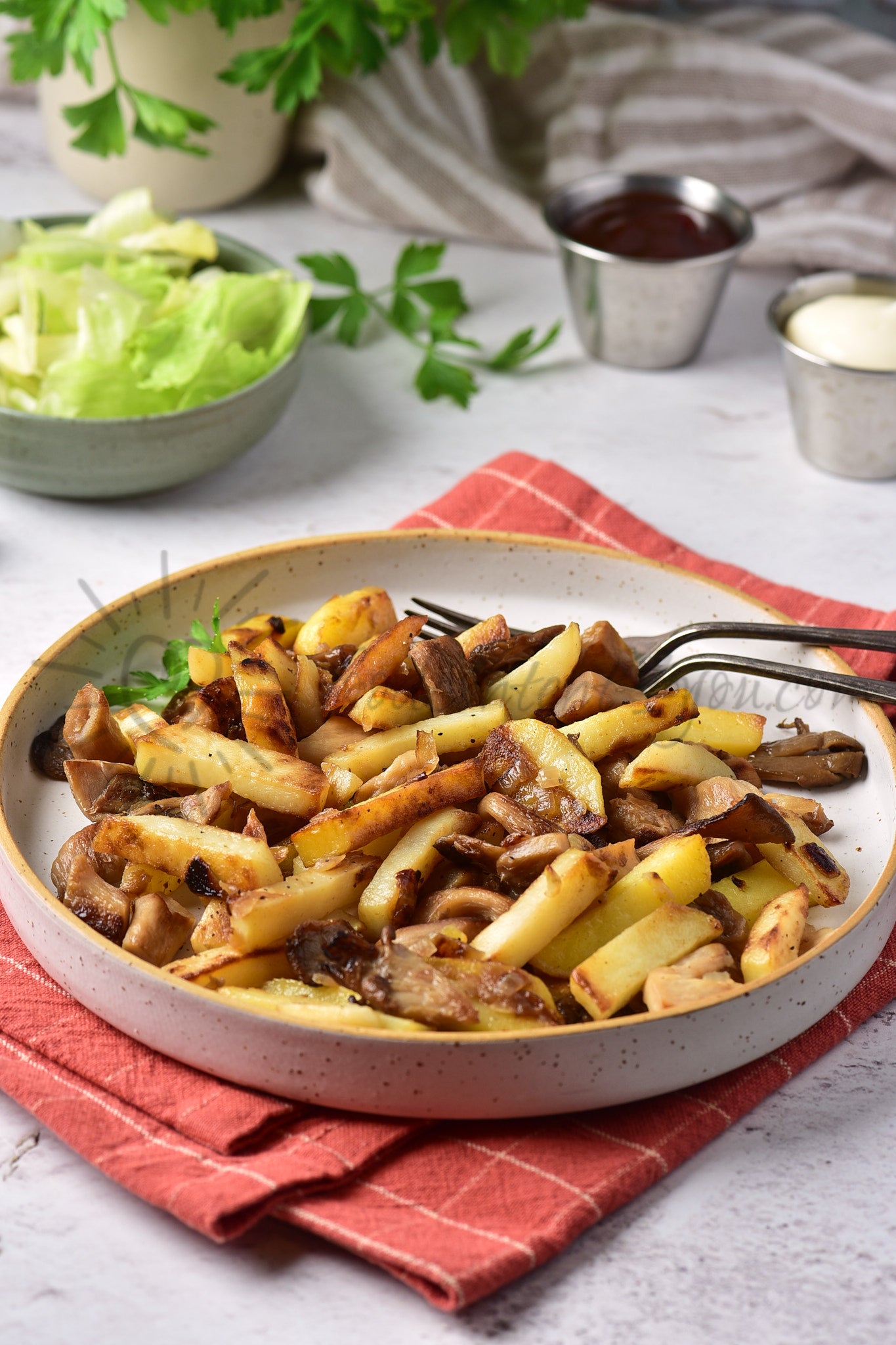 Pan-Fried Potatoes with Mushrooms - Set 5 of 5