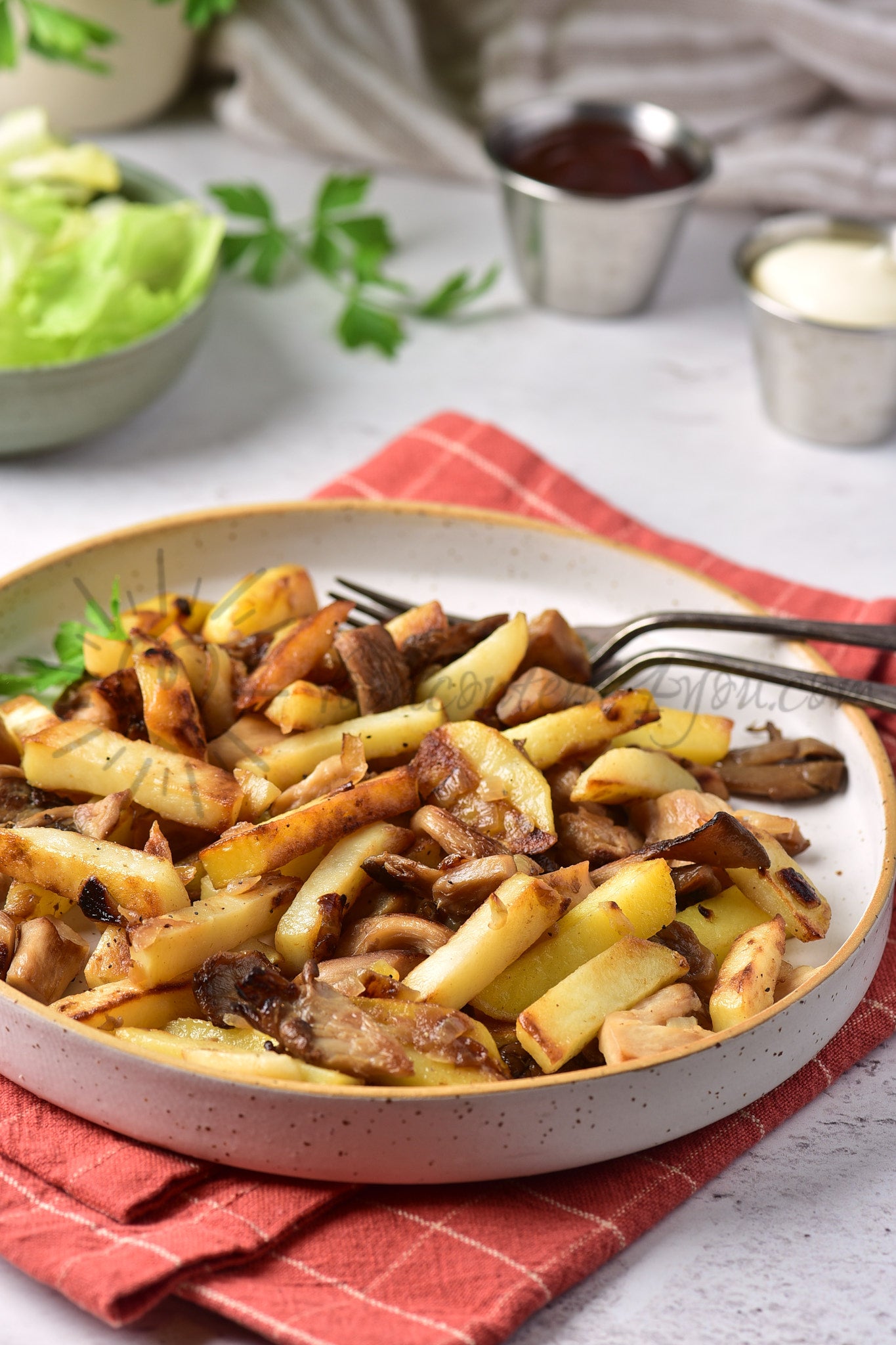 Pan-Fried Potatoes with Mushrooms - Set 5 of 5