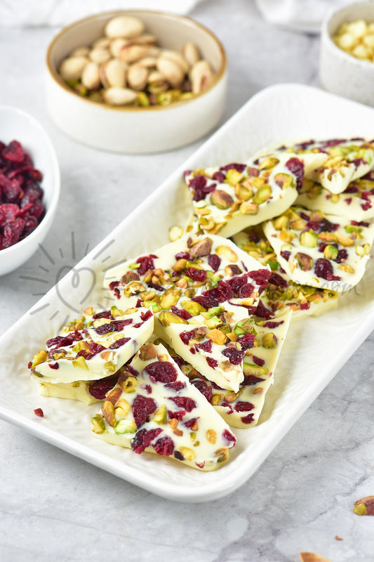 White Chocolate Bark with Cranberry and Pistachio - Set 1 of 5