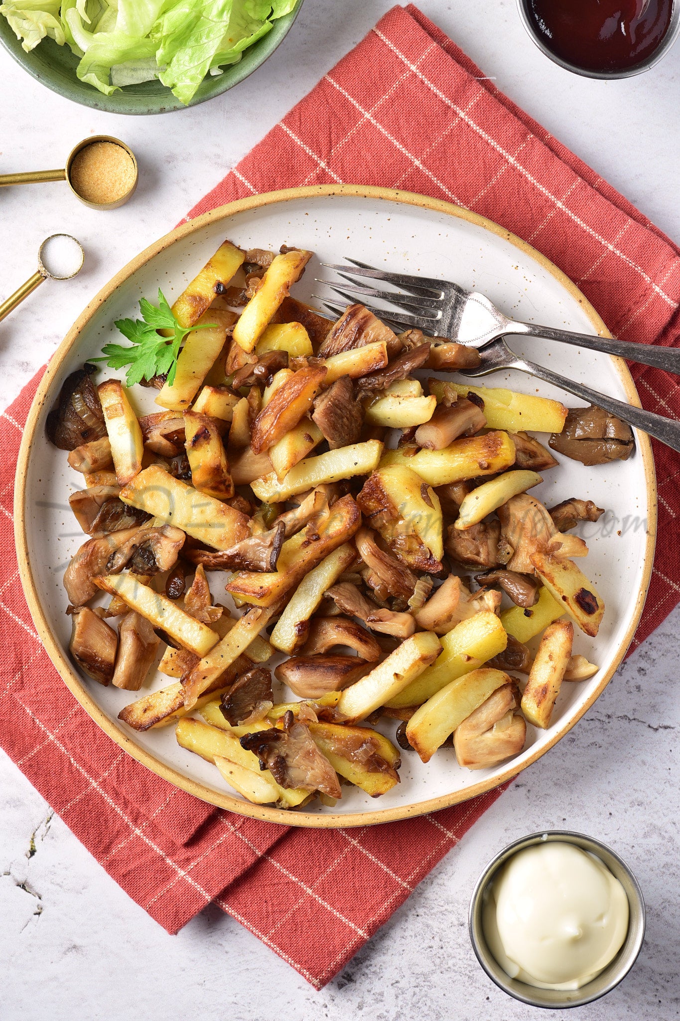 Pan-Fried Potatoes with Mushrooms - Set 5 of 5