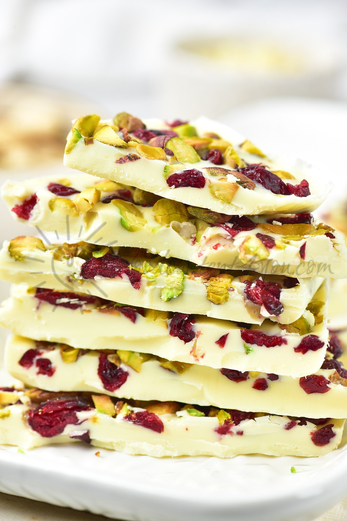 White Chocolate Bark with Cranberry and Pistachio - Set 1 of 5