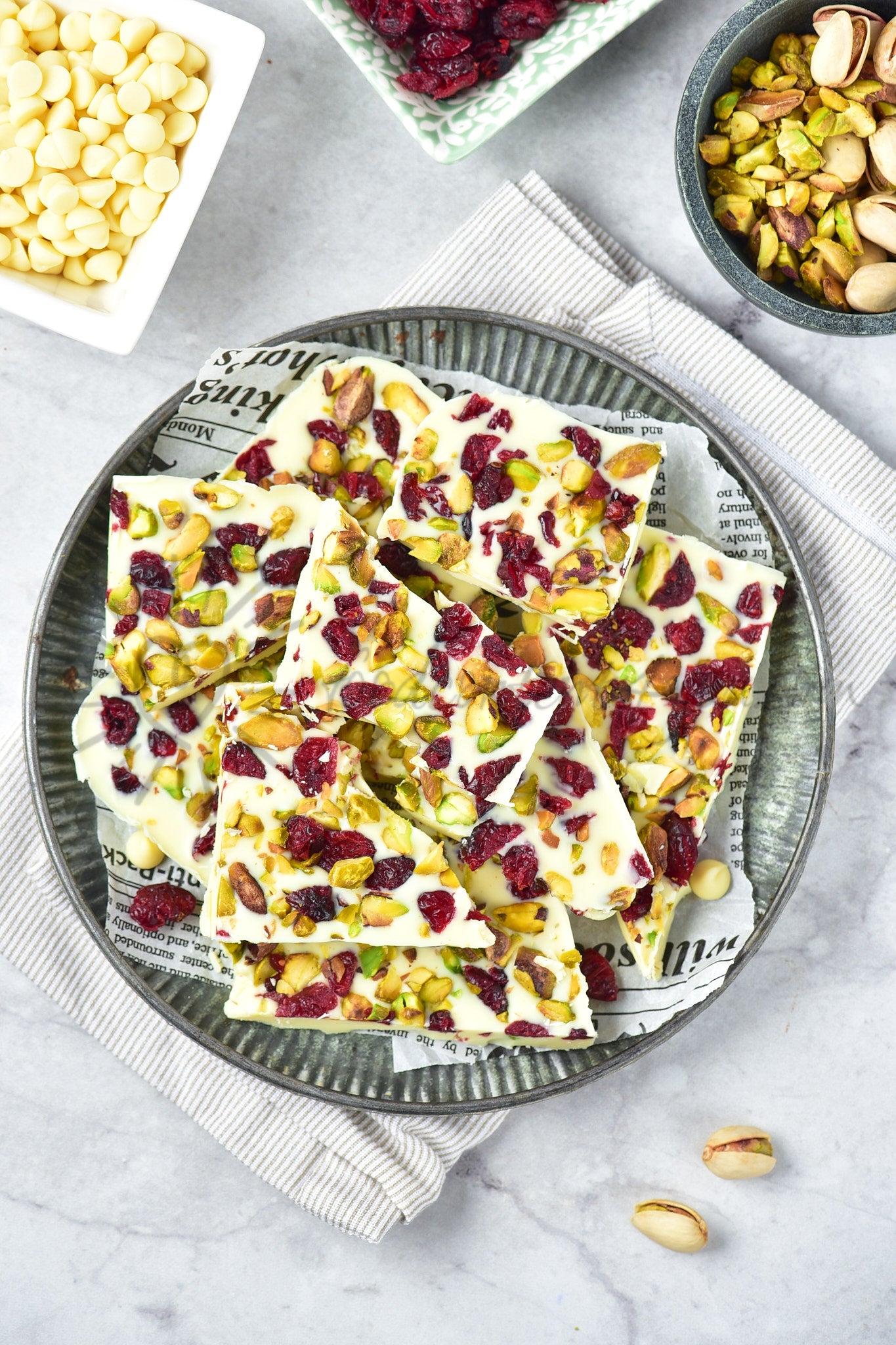 White Chocolate Bark with Cranberry and Pistachio - Set 2 of 5
