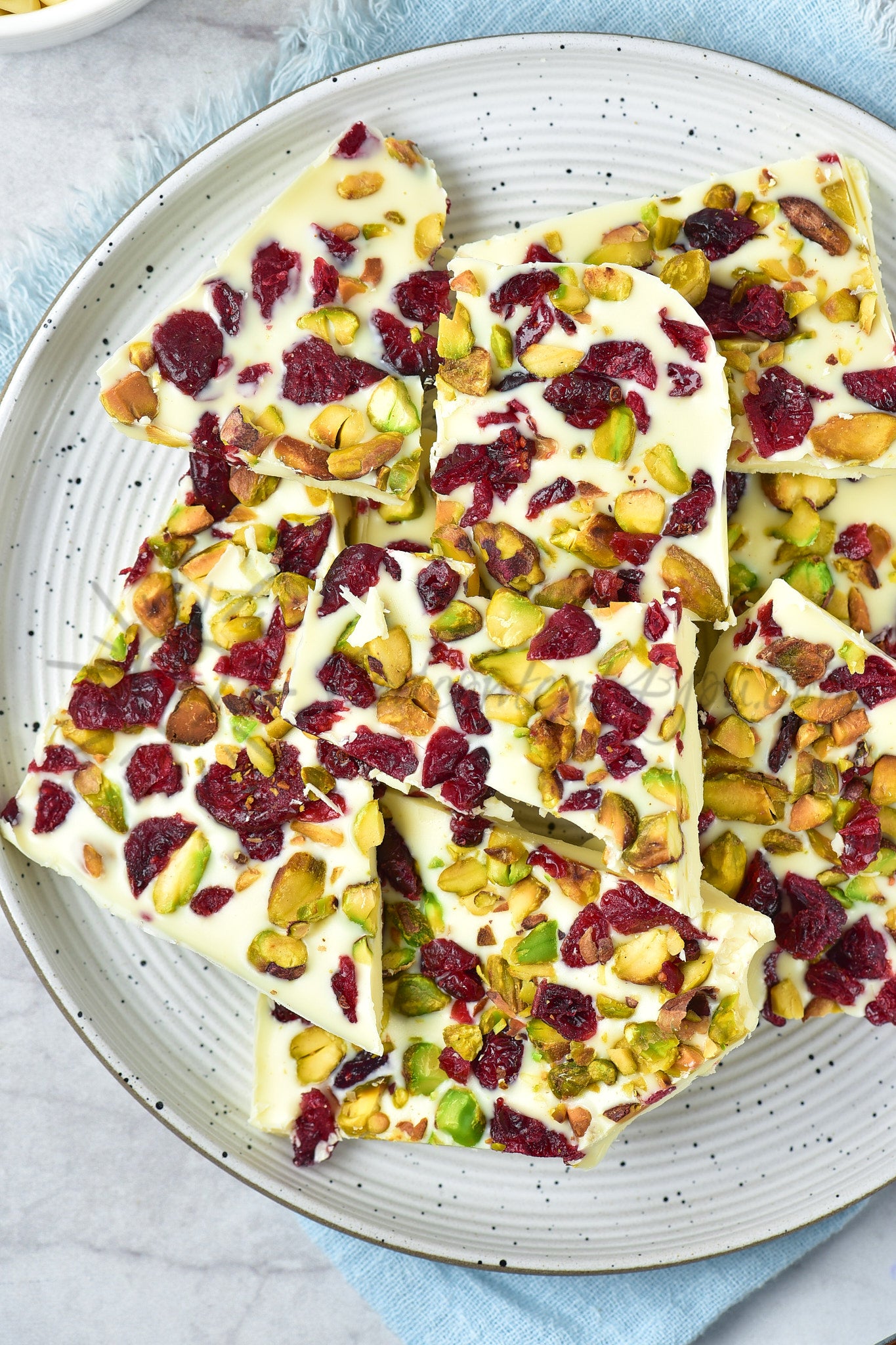 White Chocolate Bark with Cranberry and Pistachio - Set 3 of 5