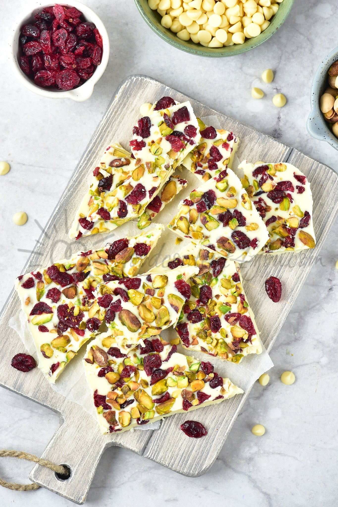 White Chocolate Bark with Cranberry and Pistachio - Set 5 of 5