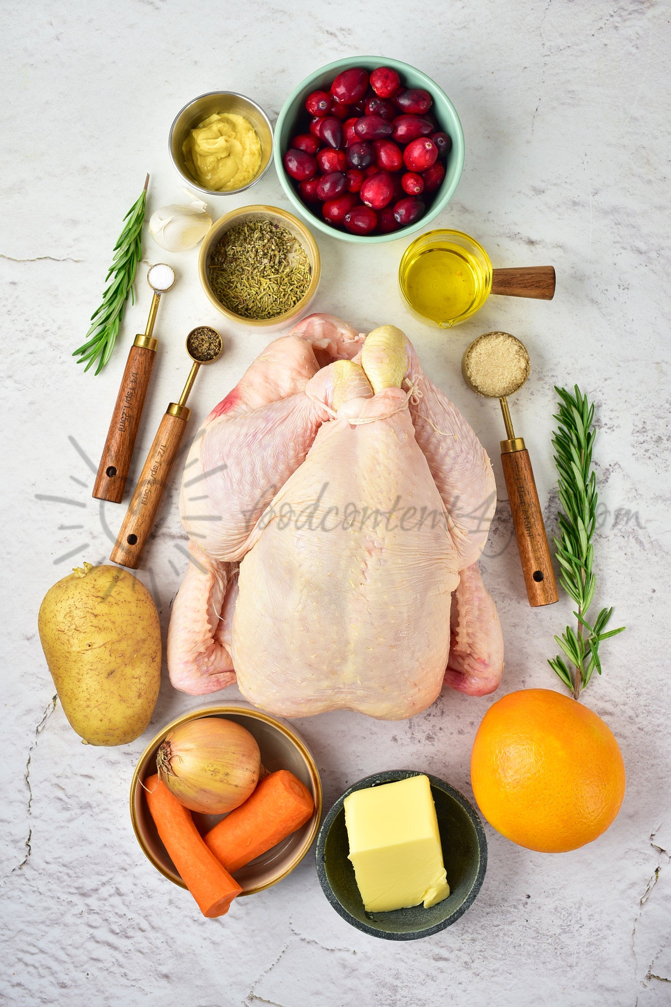 Christmas Roasted Chicken with orange and cranberries