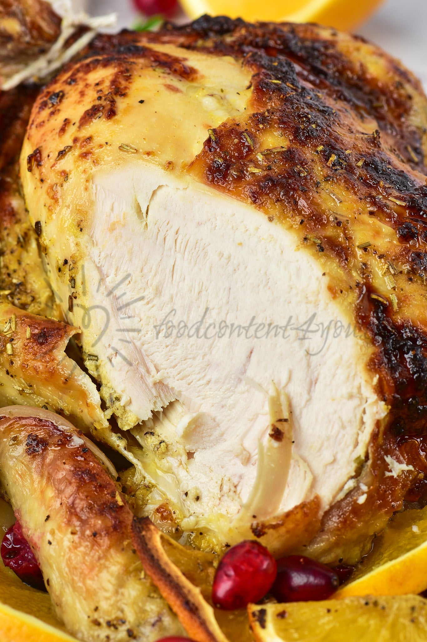Christmas Roasted Chicken with orange and cranberries
