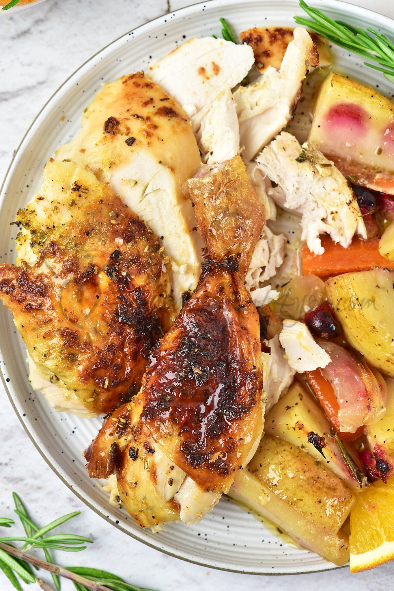 Christmas Roasted Chicken with orange and cranberries