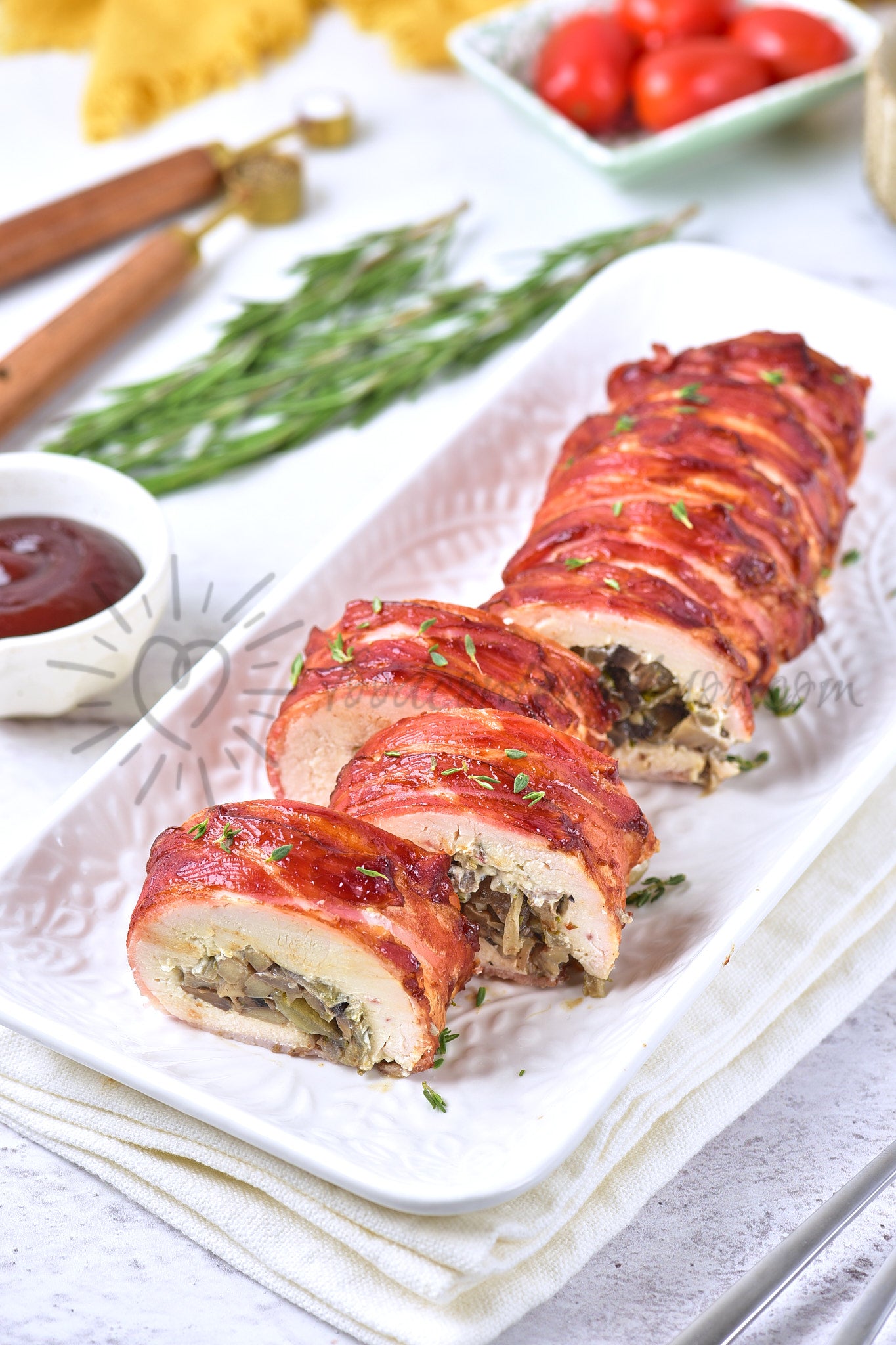 Bacon Mushroom Chicken Roulade