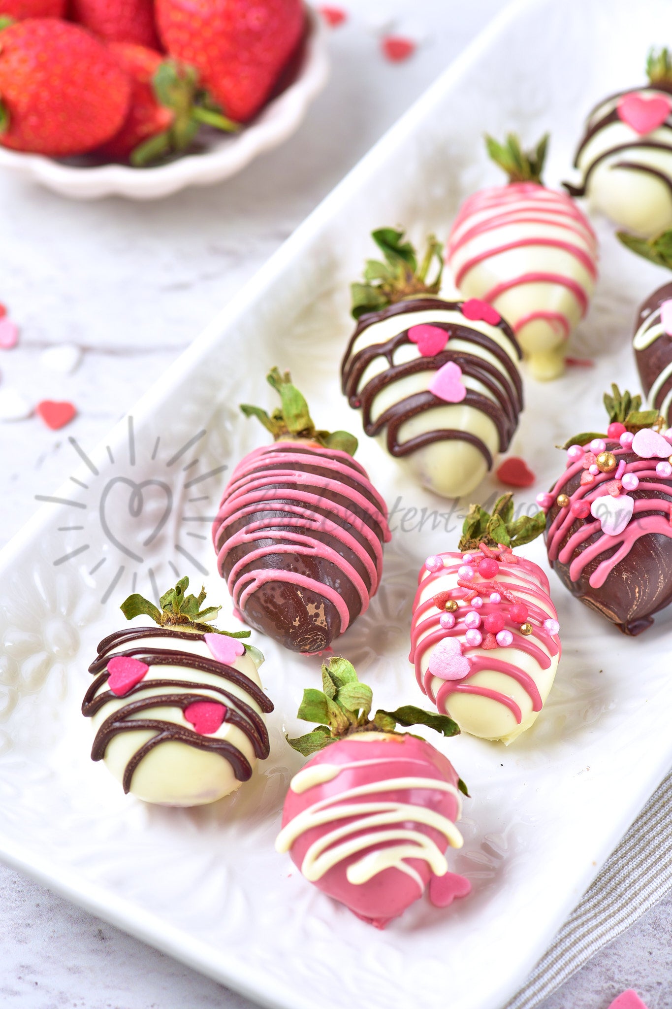 St Valentines Chocolate covered Strawberries - Set 1 of 5