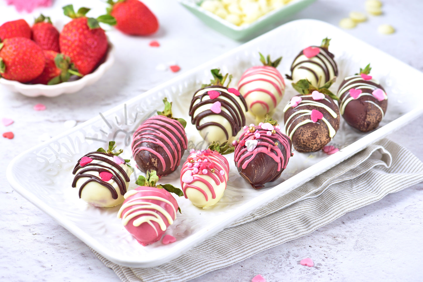 St Valentines Chocolate covered Strawberries - Set 1 of 5