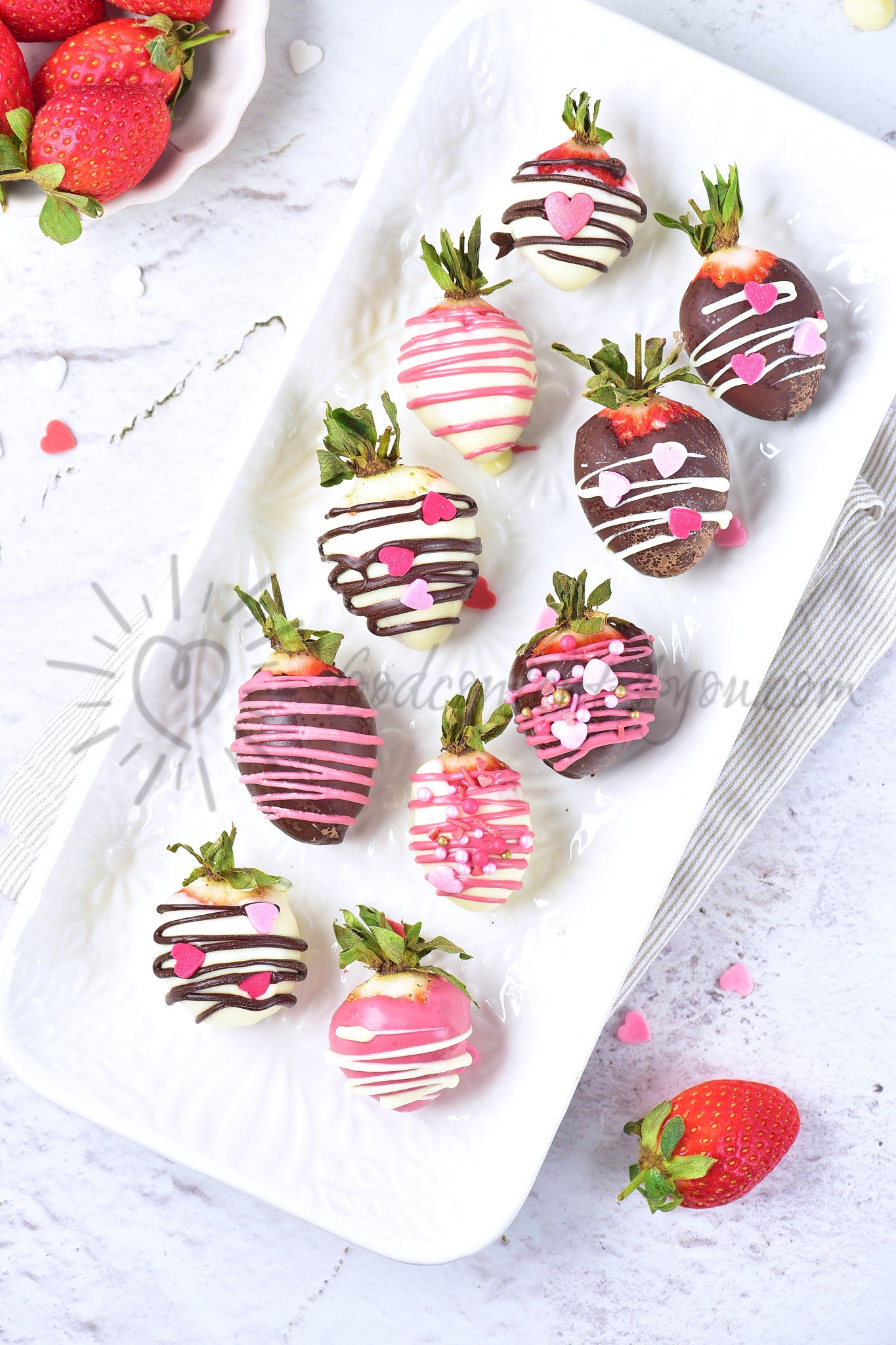 St Valentines Chocolate covered Strawberries - Set 1 of 5