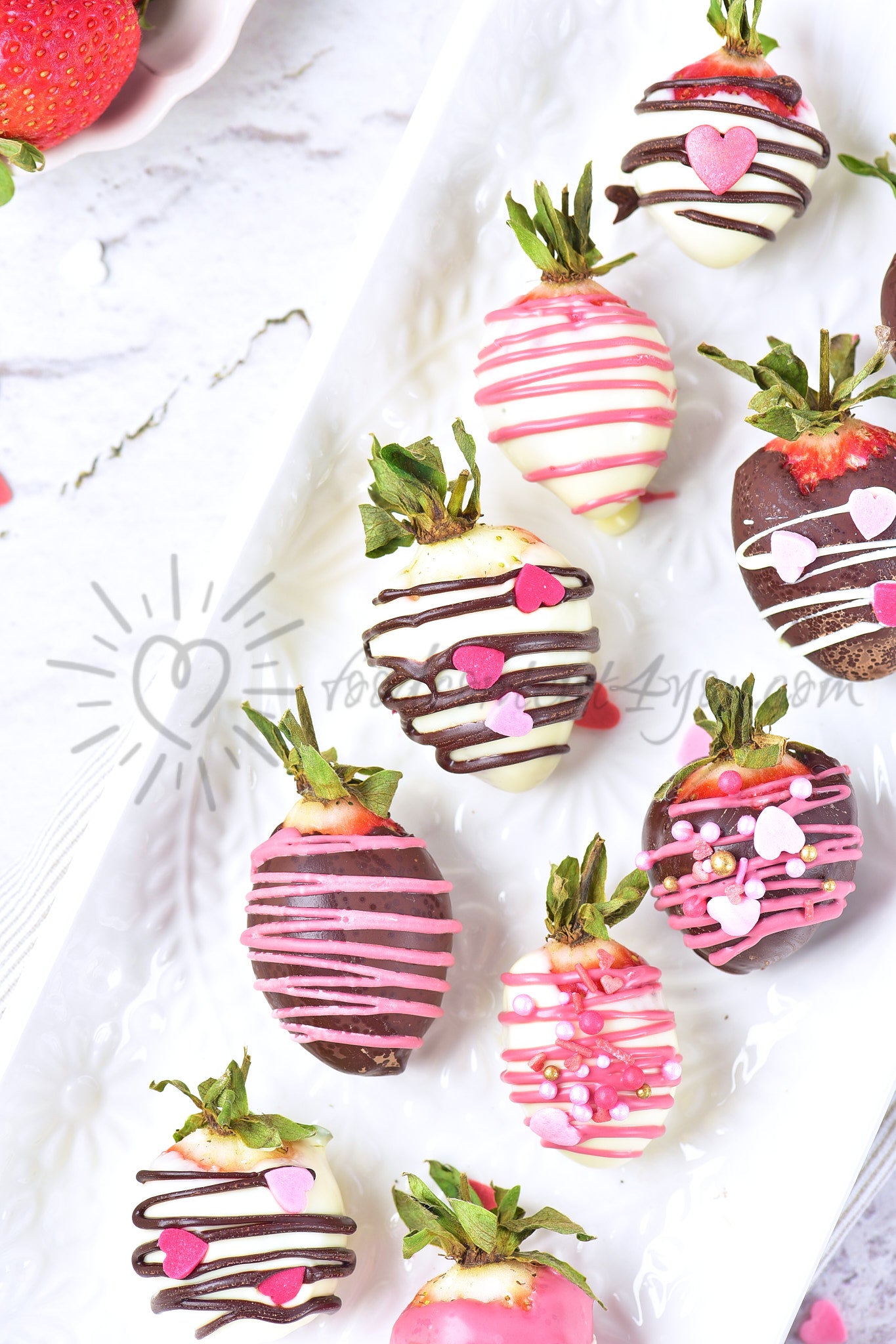 St Valentines Chocolate covered Strawberries - Set 1 of 5